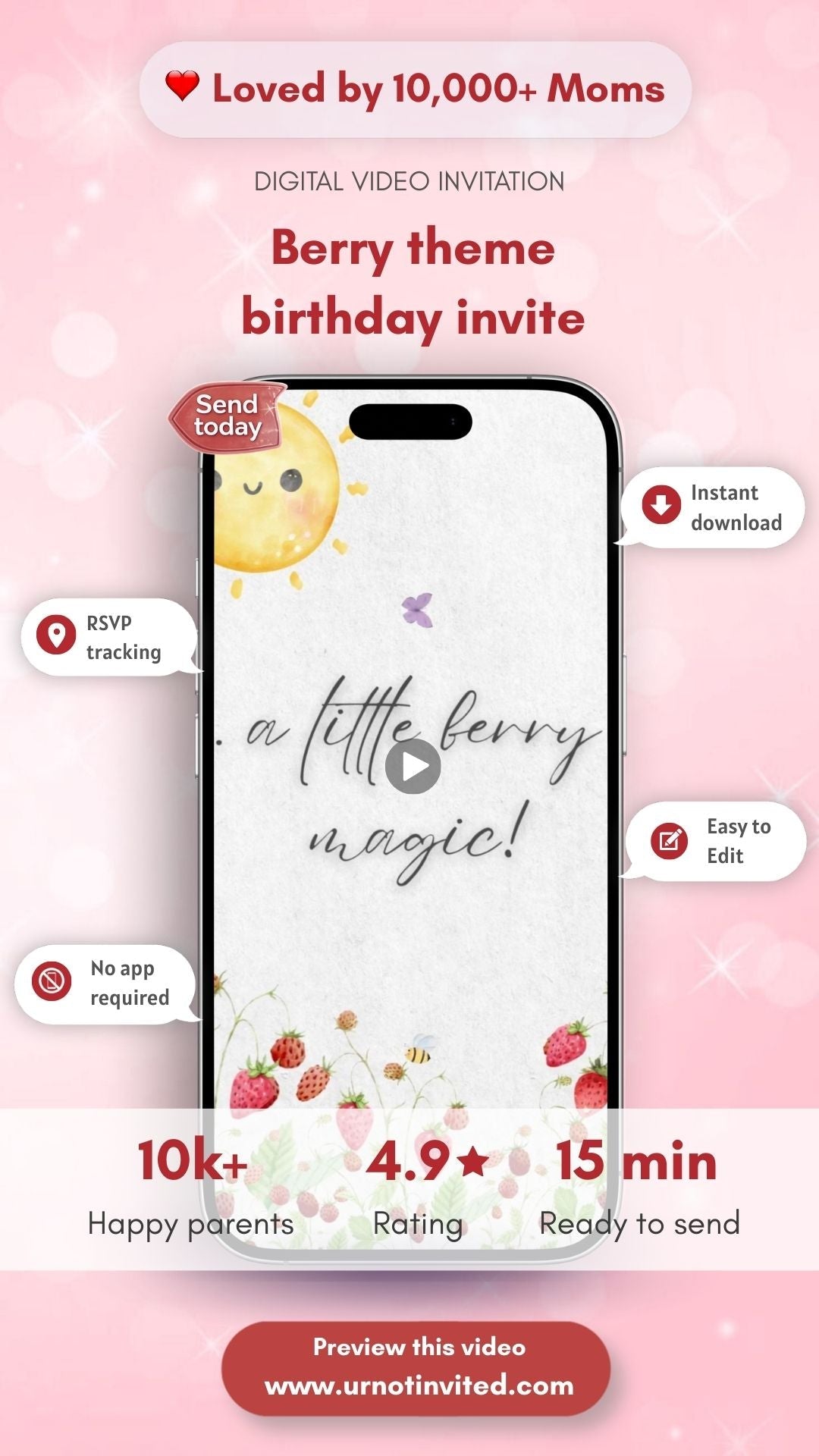 Berry Theme Birthday Invitation | Animated Canva Video Template | Instant Download - urnotinvitedFirst BirthdayurnotinvitedurnotinvitedVideo OnlyBerry Theme Birthday Invitation | Animated Canva Video Template | Instant Download