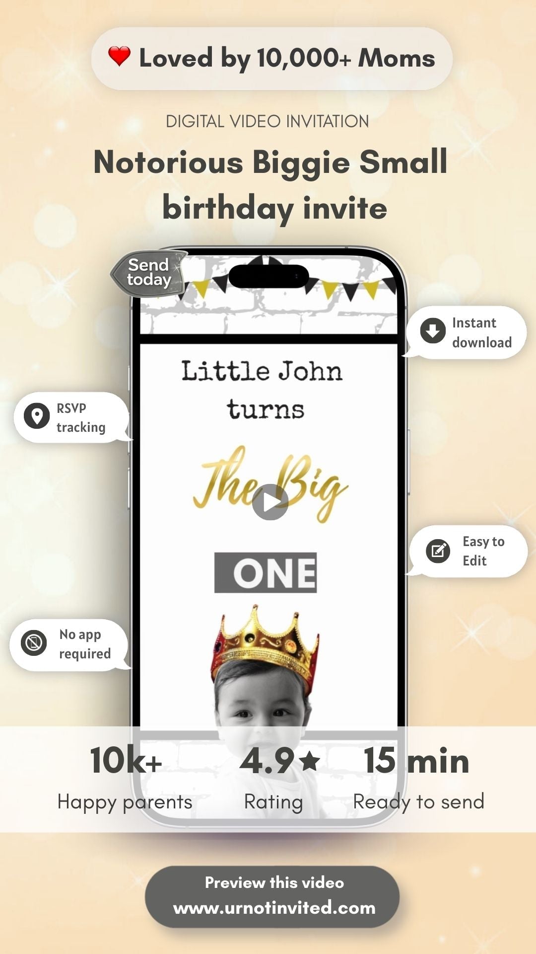 Biggie Smalls Birthday Animated Video Invitation | Canva Template | Instant Download - urnotinvitedKIds BirthdayurnotinvitedurnotinvitedINV-1105Video OnlyBiggie Smalls Birthday Animated Video Invitation | Canva Template | Instant Download