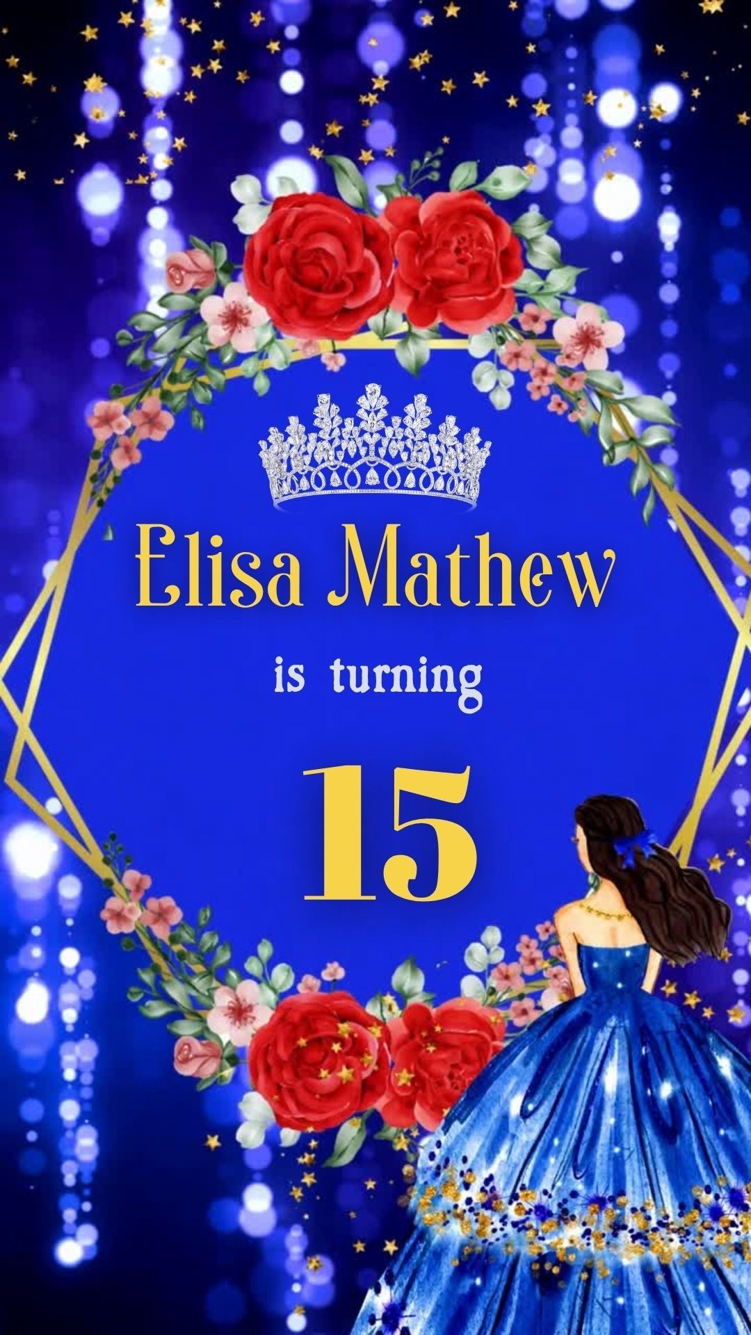 Blue &amp; Gold Quinceañera Video Invitation - urnotinvitedQuinceañera invitationurnotinvitedurnotinvitedVideo OnlyBlue &amp; Gold Quinceañera Video Invitation