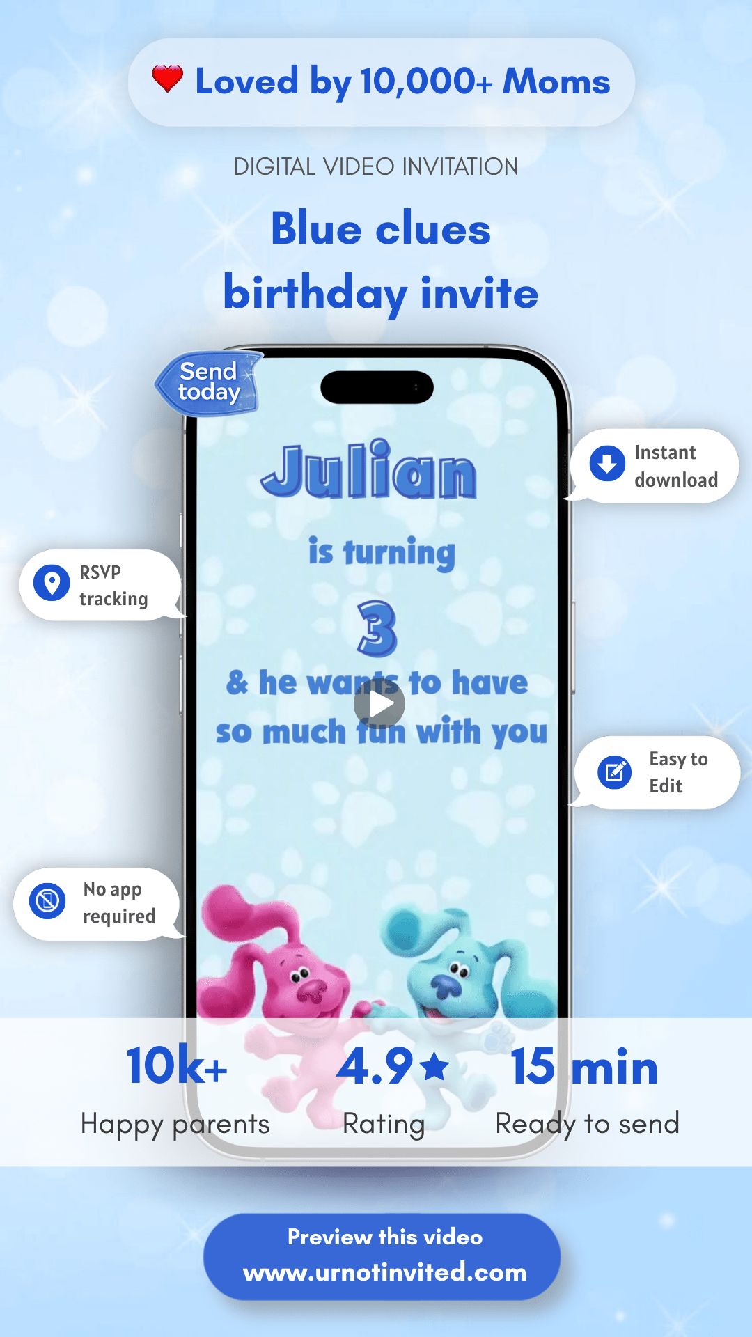 Blue’s Clues Birthday Invitation for Boy | Canva Template | Blues Clues Evite, Blue’s Clues Invite, Blues Clues Pink Dog, Blues Clues Friends, Blues Invitation, Blues Evite, Blues Invite, Blues Celebration, Blues Clues Text, Birthday Gifts - urnotinvitedKIds BirthdayyourenvitedurnotinvitedINV-0053Video OnlyBlue’s Clues Birthday Invitation for Boy | Canva Template | Blues Clues Evite, Blue’s Clues Invite, Blues Clues Pink Dog, Blues Clues Friends, Blues Invitation, Blues Evite, Blues Invite, Blue