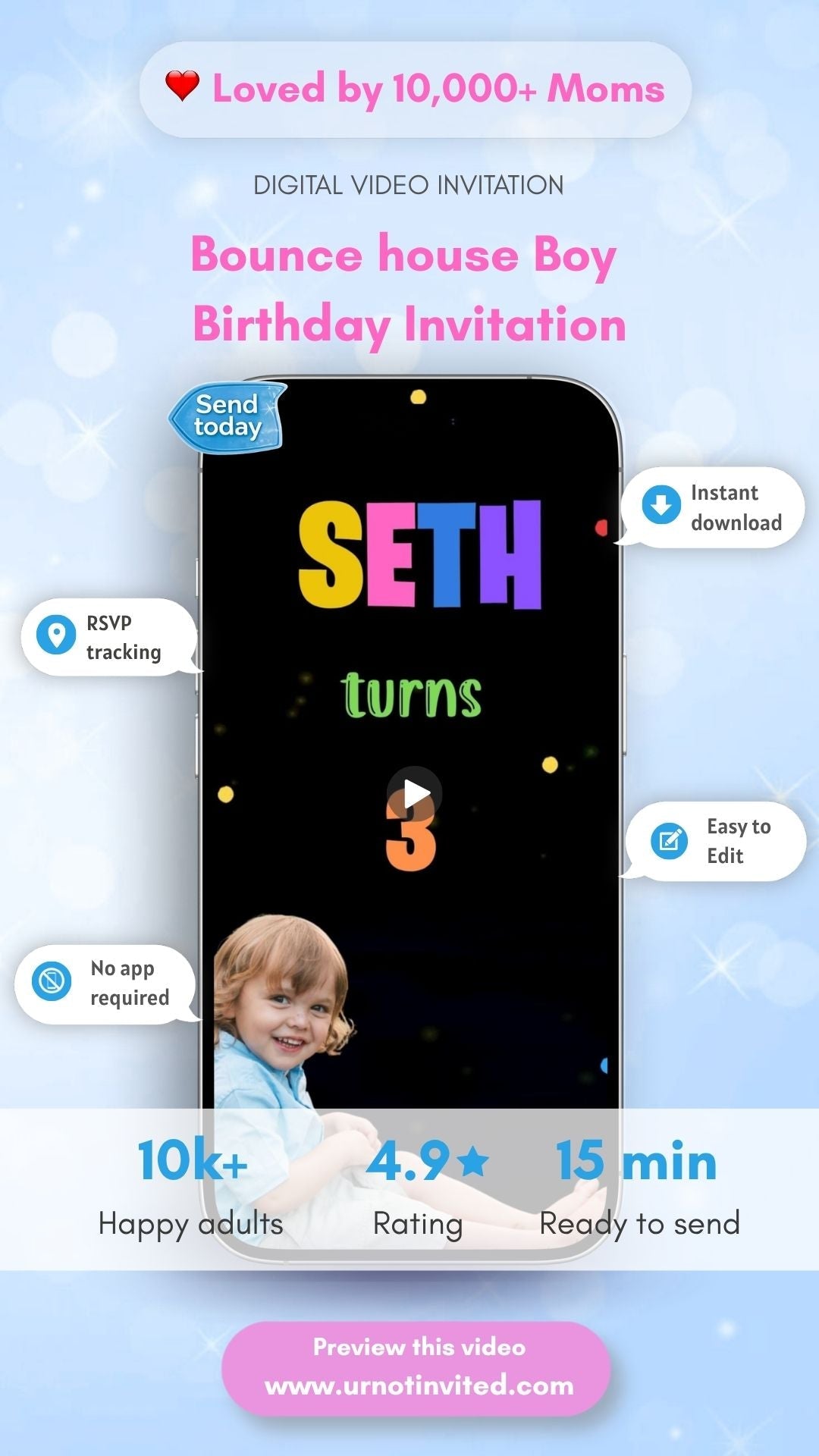 Bounce House Boy Birthday Invite - Bounce House Birthday Play Party Invitation | Canva Template | Instant Download - urnotinvitedKIds BirthdayyourenvitedurnotinvitedINV-0070Video OnlyBounce House Boy Birthday Invite - Bounce House Birthday Play Party Invitation | Canva Template | Instant Download