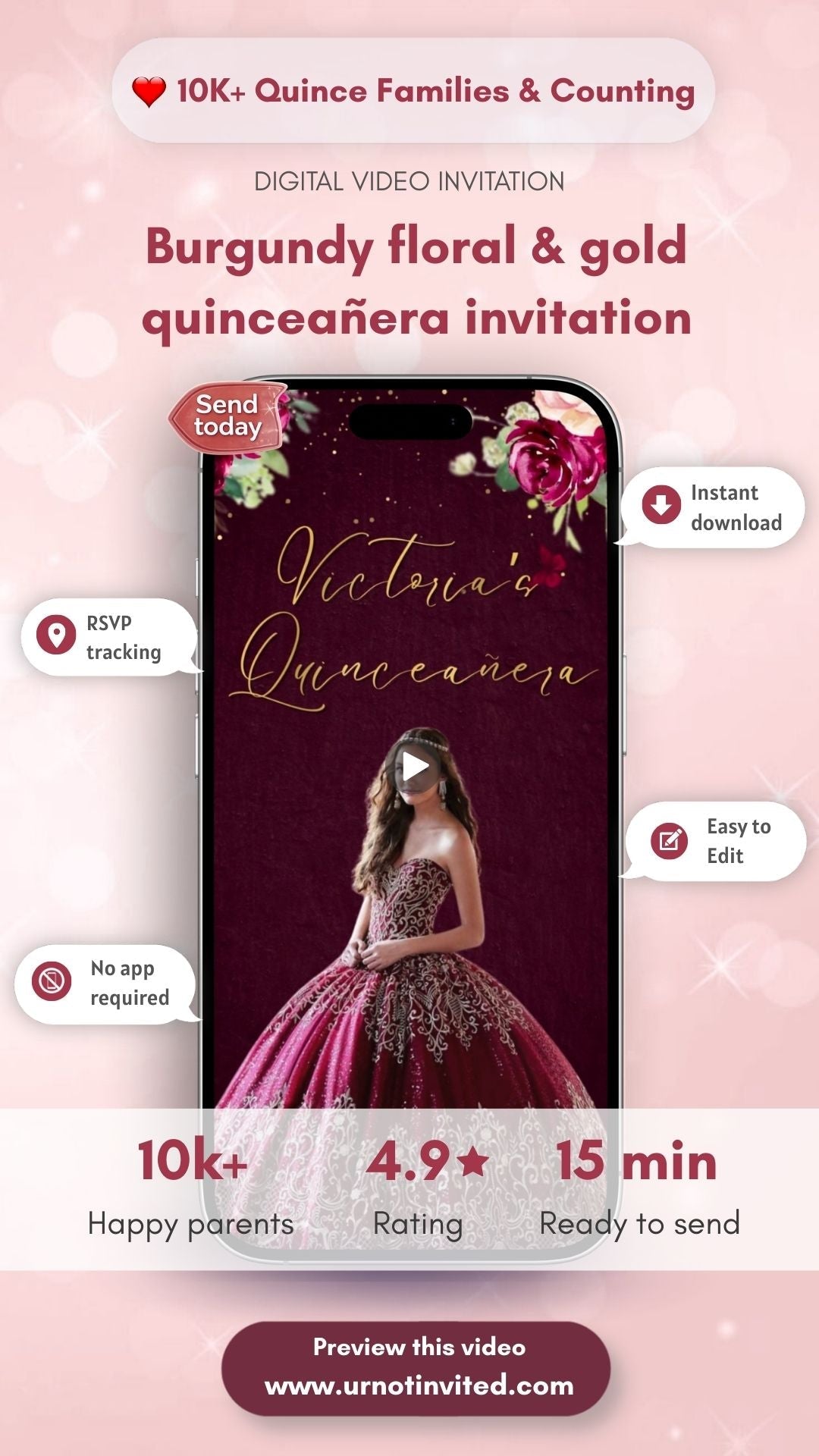 Burgundy Floral &amp; Gold Quinceañera Video Invitation - Burgundy Floral &amp; Gold Quinceañera Theme Quince Años Digital Invite | Canva Template | Instant Download - urnotinvitedQuinceañera invitationurnotinvitedurnotinvitedVideo onlyBurgundy Floral &amp; Gold Quinceañera Video Invitation - Burgundy Floral &amp; Gold Quinceañera Theme Quince Años Digital Invite | Canva Template | Instant Download
