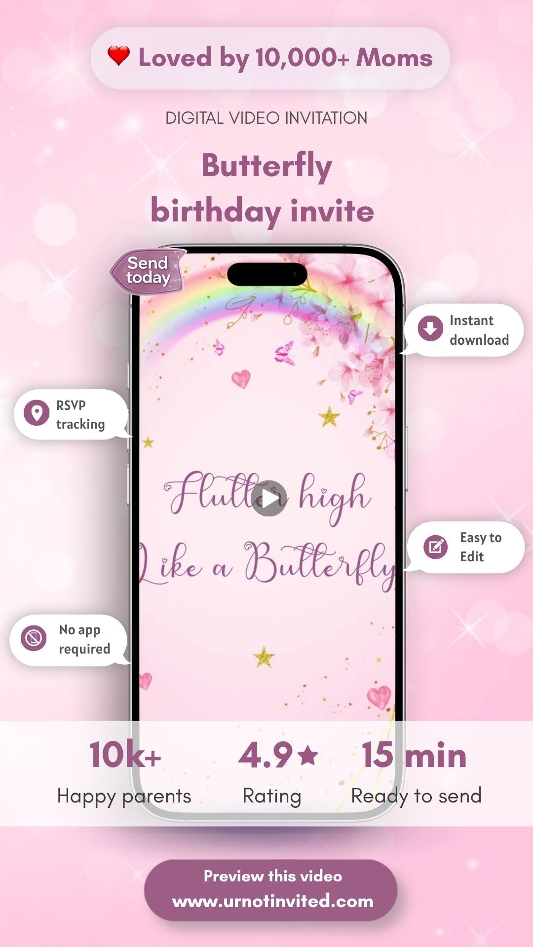 Butterfly Birthday Video Invitation - Girl's Birthday Pink Butterfly Invite - Pink Butterfly Birthday Video Invite – Girl Birthday Party Animated Invite | Canva Template | Instant Download - urnotinvitedKIds BirthdayurnotinvitedurnotinvitedINV-0222Video OnlyButterfly Birthday Video Invitation - Girl's Birthday Pink Butterfly Invite - Pink Butterfly Birthday Video Invite – Girl Birthday Party Animated Invite | Canva Template | Instant Download