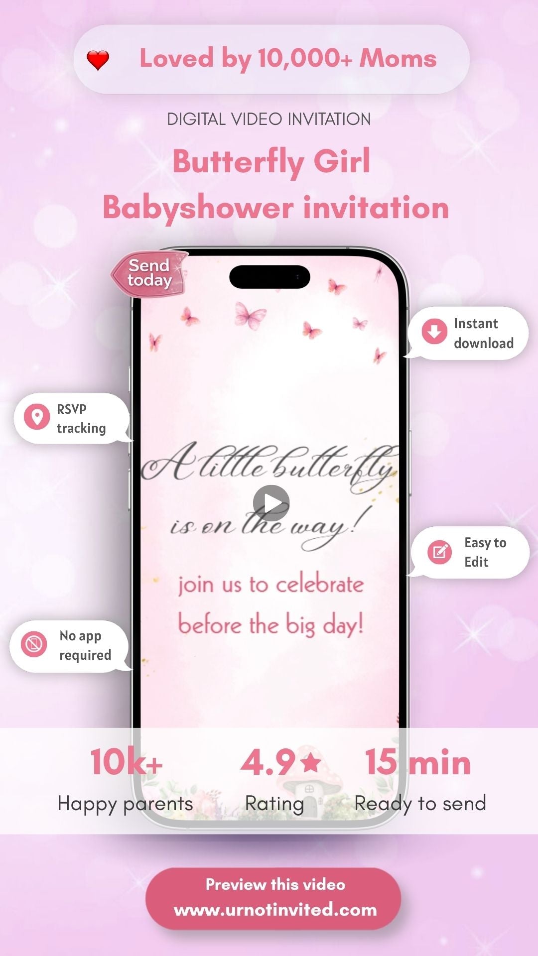 Butterfly Girl Baby Shower Girl Invitation - Butterfly Baby Shower Invite | Canva Template | Instant download - urnotinvitedBaby ShowerurnotinvitedurnotinvitedVideo OnlyButterfly Girl Baby Shower Girl Invitation - Butterfly Baby Shower Invite | Canva Template | Instant download