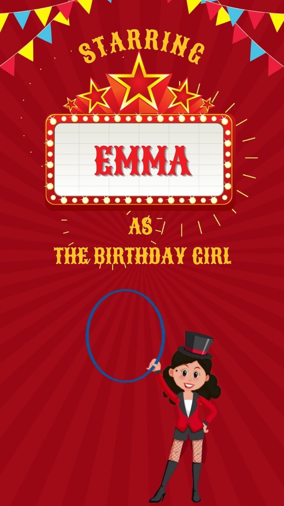 Circus Girl Birthday Video Invitation - Circus Theme Birthday Party Invite | Canva Template | Instant Download - urnotinvitedKIds BirthdayurnotinvitedurnotinvitedINV-1228Video OnlyCircus Girl Birthday Video Invitation - Circus Theme Birthday Party Invite | Canva Template | Instant Download