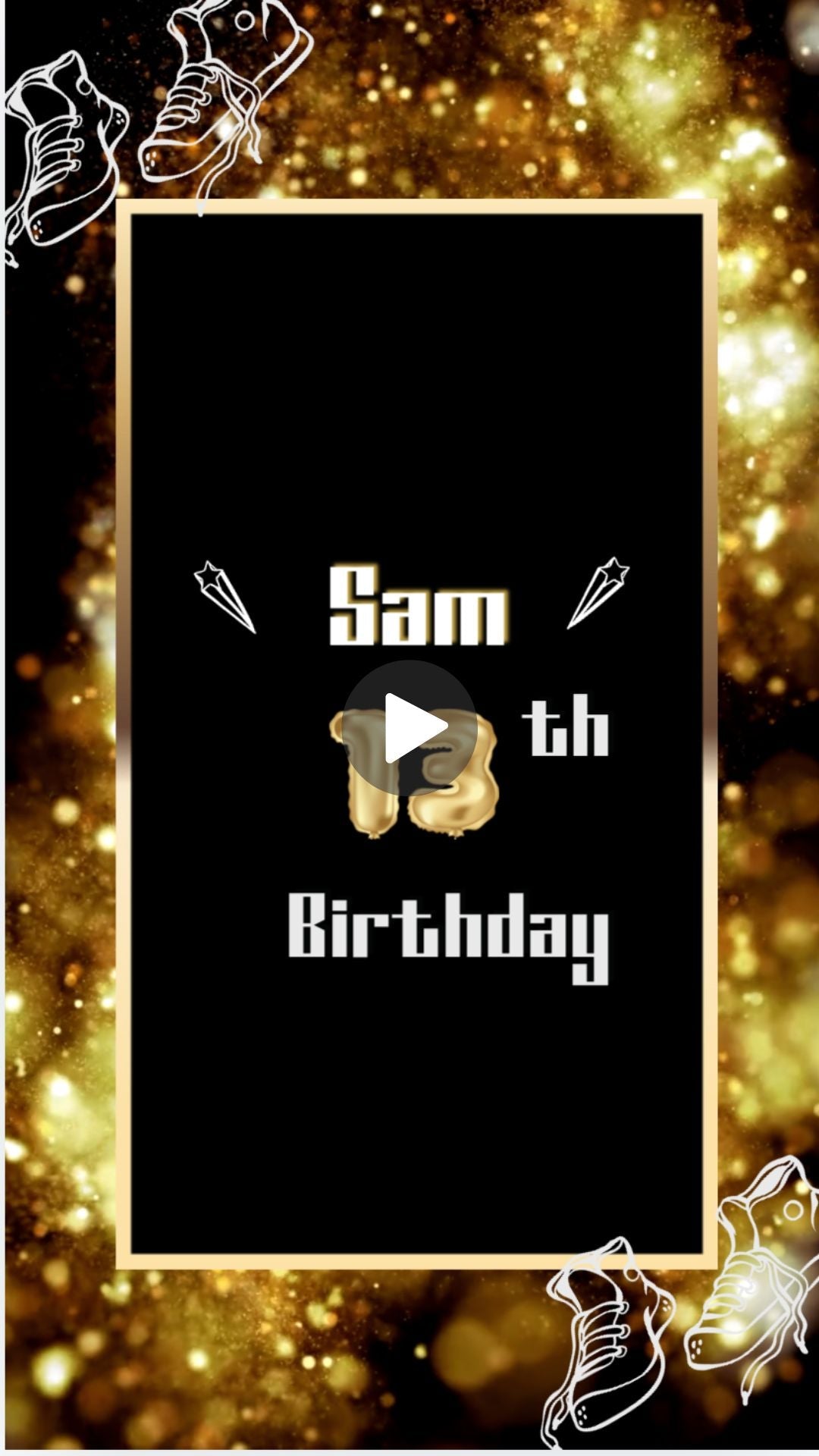 Gold Sneaker Ball Invitation - Sneaker Ball Theme Birthday Party Invite - urnotinvitedKIds BirthdayurnotinvitedurnotinvitedINV-1157Video Onlygolden birthday invitations​