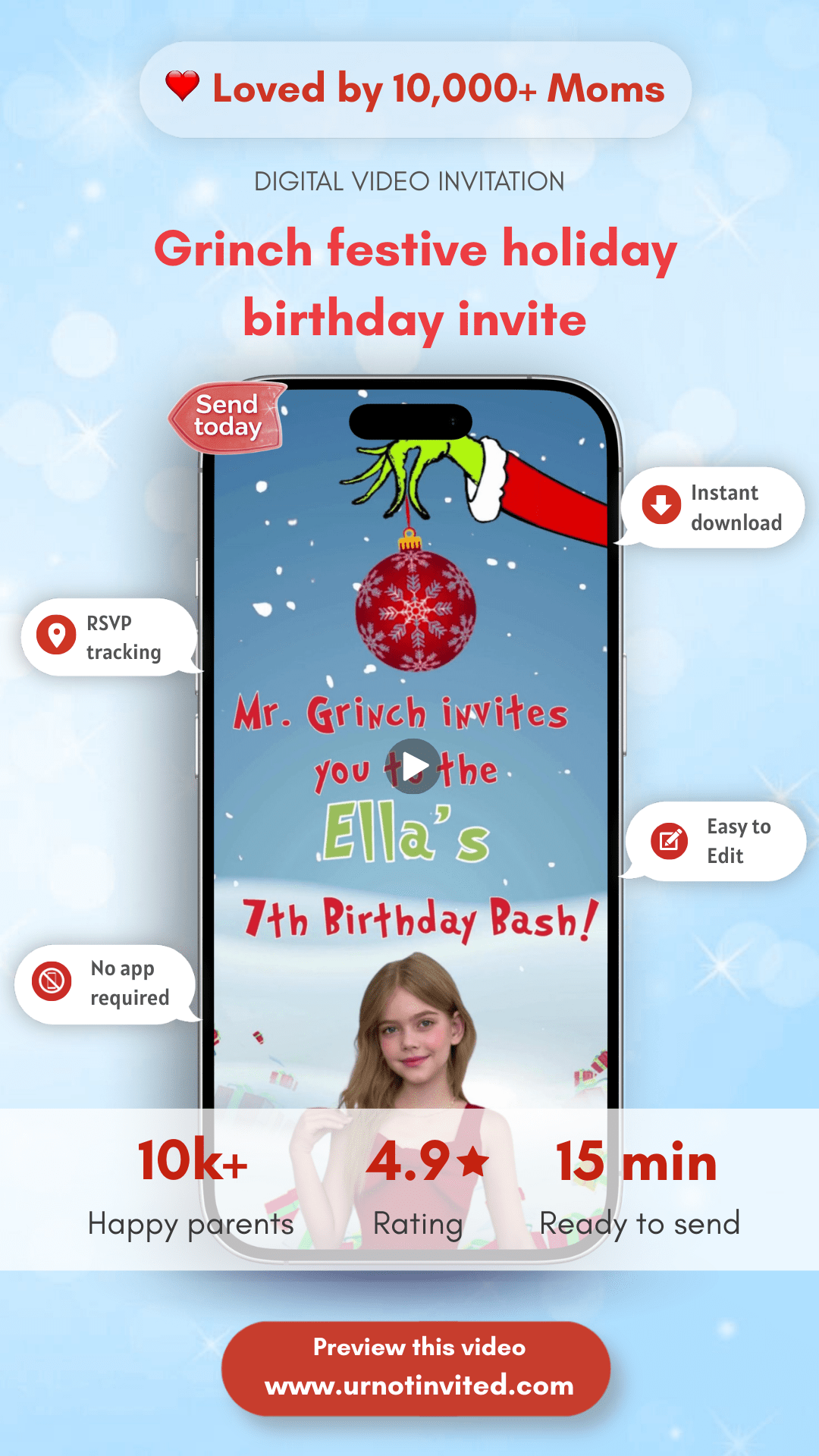 Grinch Christmas Birthday Video Invitation | Green Holiday Party Invite | Funny Christmas Birthday | Canva Template | Instant Download - urnotinvitedKIds BirthdayurnotinvitedurnotinvitedVideo OnlyGrinch Christmas Birthday Video Invitation | Green Holiday Party Invite | Funny Christmas Birthday | Canva Template | Instant Download