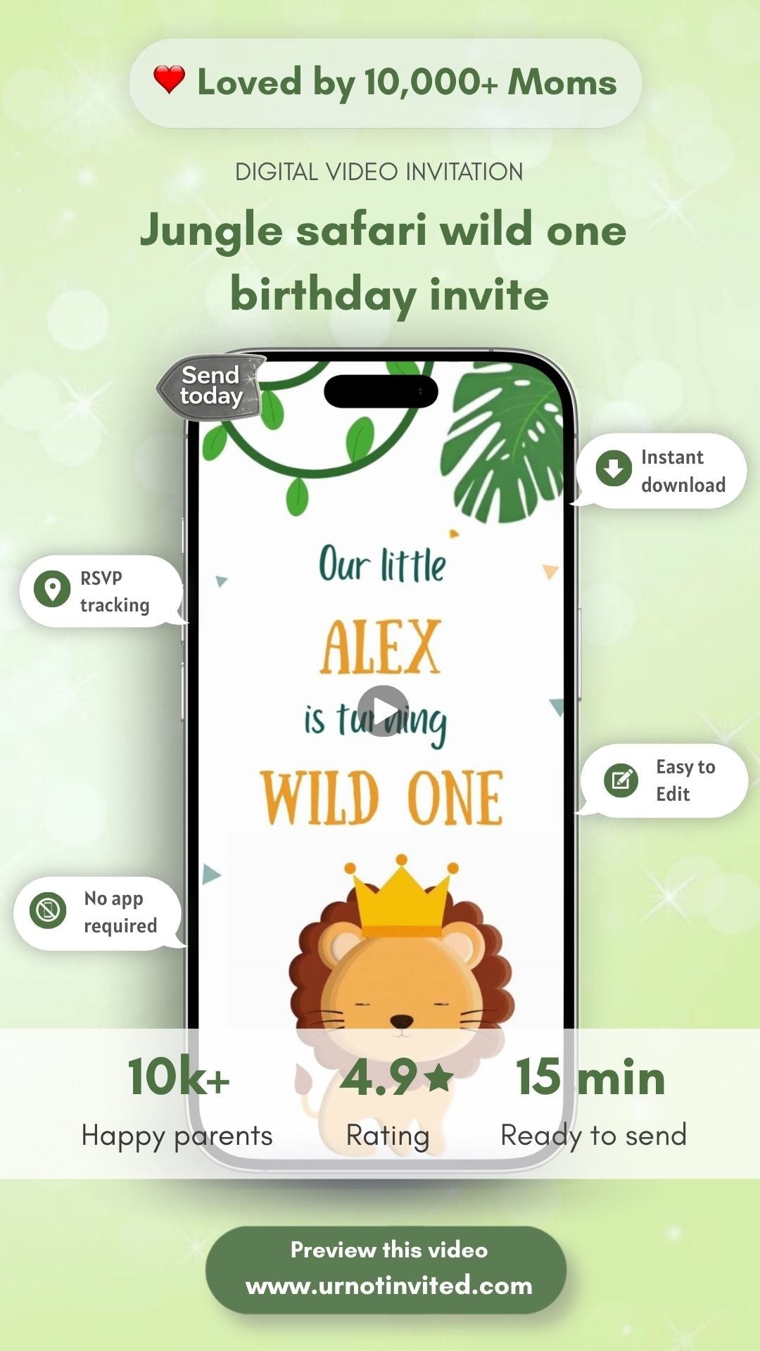 Jungle Safari Wild One Birthday Invitation - Jungle Safari Wild Animal Theme Invite - urnotinvitedFirst BirthdayyourenvitedurnotinvitedINV-0172Video OnlyJungle Safari Wild One Birthday Invitation - Jungle Safari Wild Animal Theme Invite