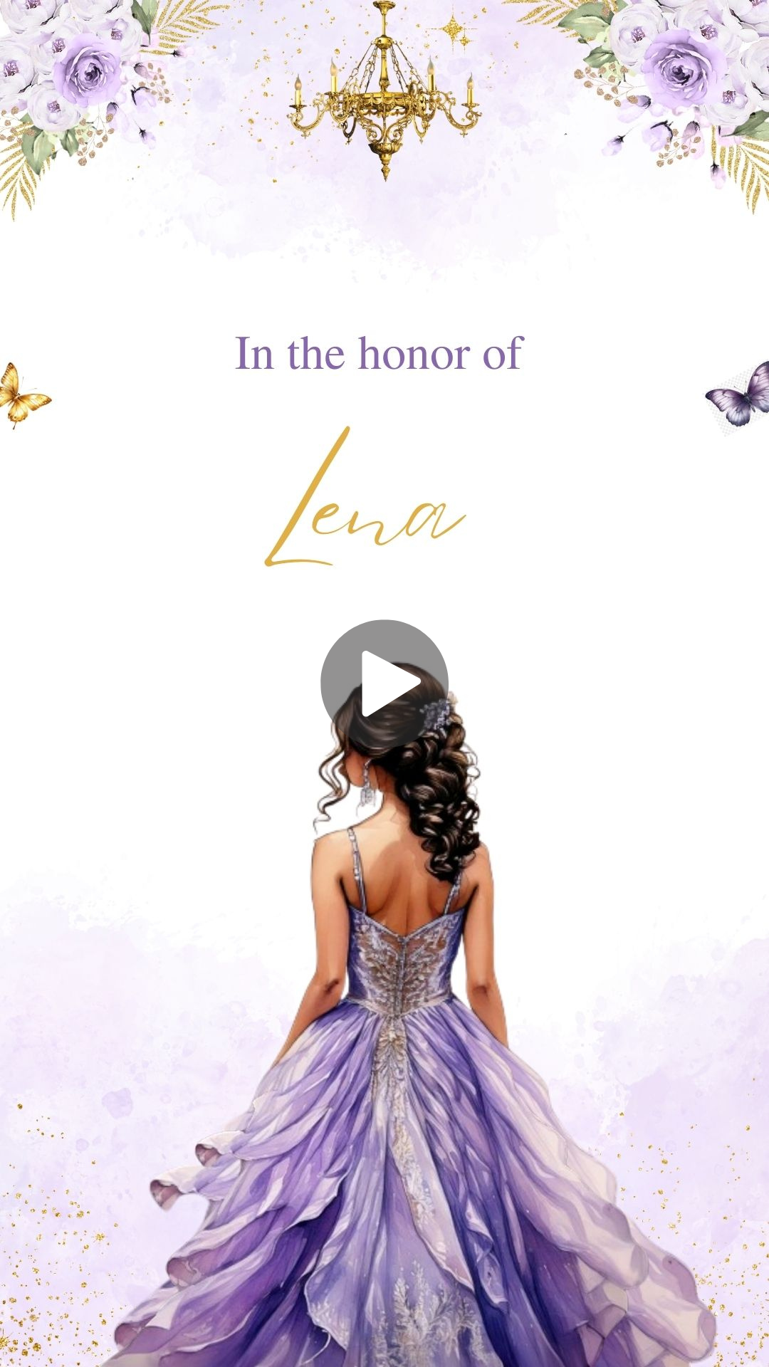 Lavender Butterfly and Floral Sweet 16 Invitation - Elegant Lavender Sweet 16 Butterfly Digital Invite