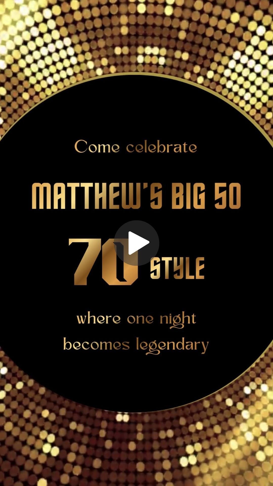 Men's Disco Ball Gold Birthday Animated Video Invitation Personalized MP4 - urnotinvitedAdult BirthdayurnotinvitedurnotinvitedINV-1255Video OnlyAnimated video invitation preview on phone with instant download and RSVP tracking badges