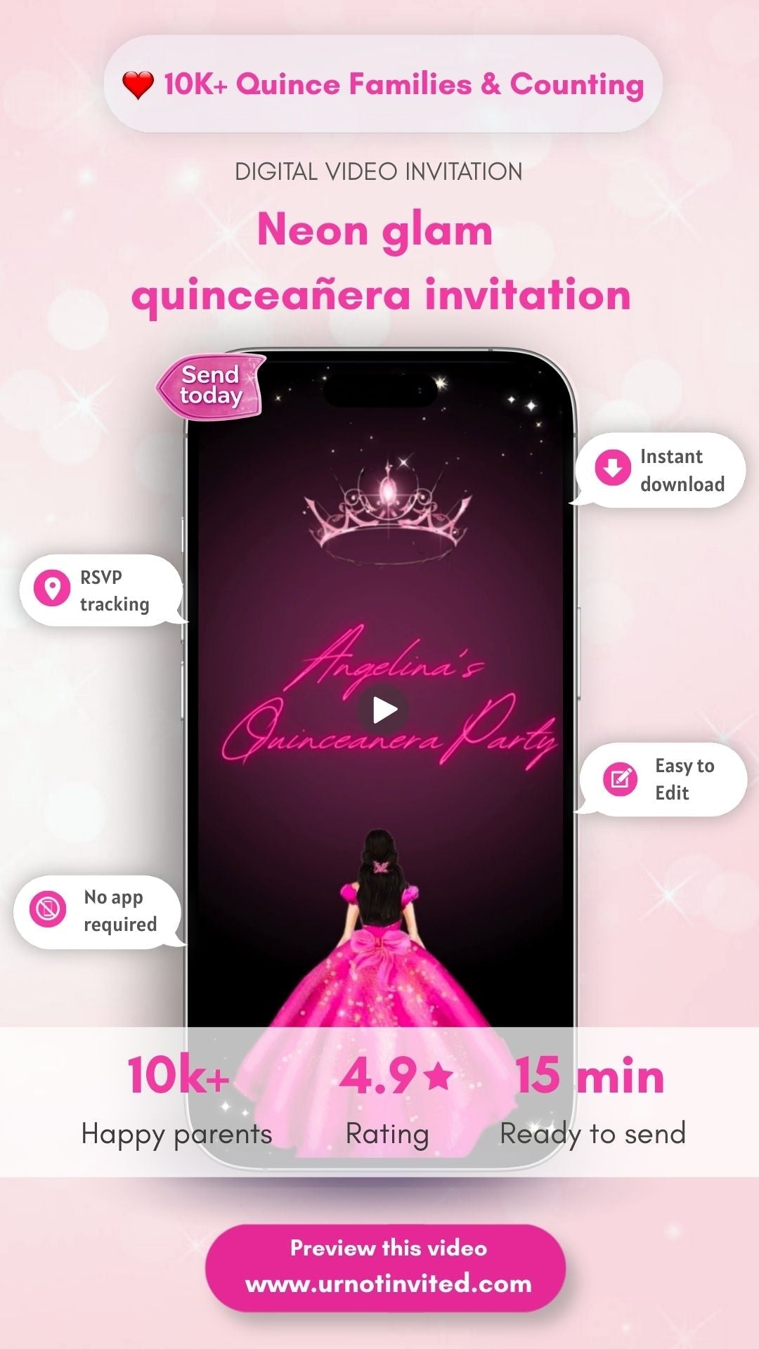 Neon Glam Quinceañera Animated Video Invitation | Canva Template | Instant Download - urnotinvitedQuinceañera invitationurnotinvitedurnotinvitedVideo OnlyNeon Glam Quinceañera Animated Video Invitation | Canva Template | Instant Download