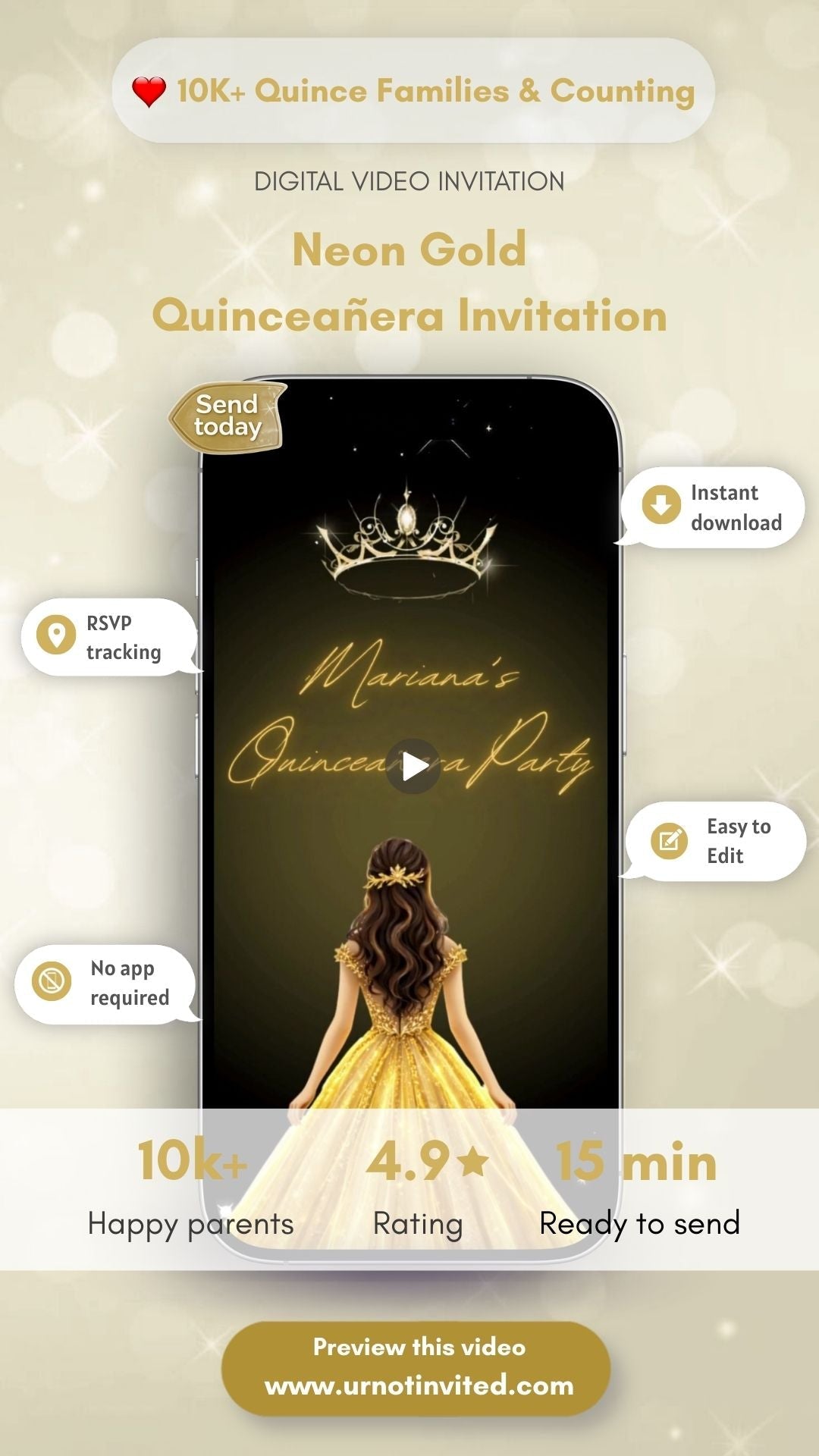 Neon Glam Quinceañera Gold Video Invitation | Glow in Style 15th Birthday Invite | Luxury Quinceañera Canva Template | Instant Download - urnotinvitedQuinceañera invitationurnotinvitedurnotinvitedVideo OnlyNeon Glam Quinceañera Gold Video Invitation | Glow in Style 15th Birthday Invite | Luxury Quinceañera Canva Template | Instant Download