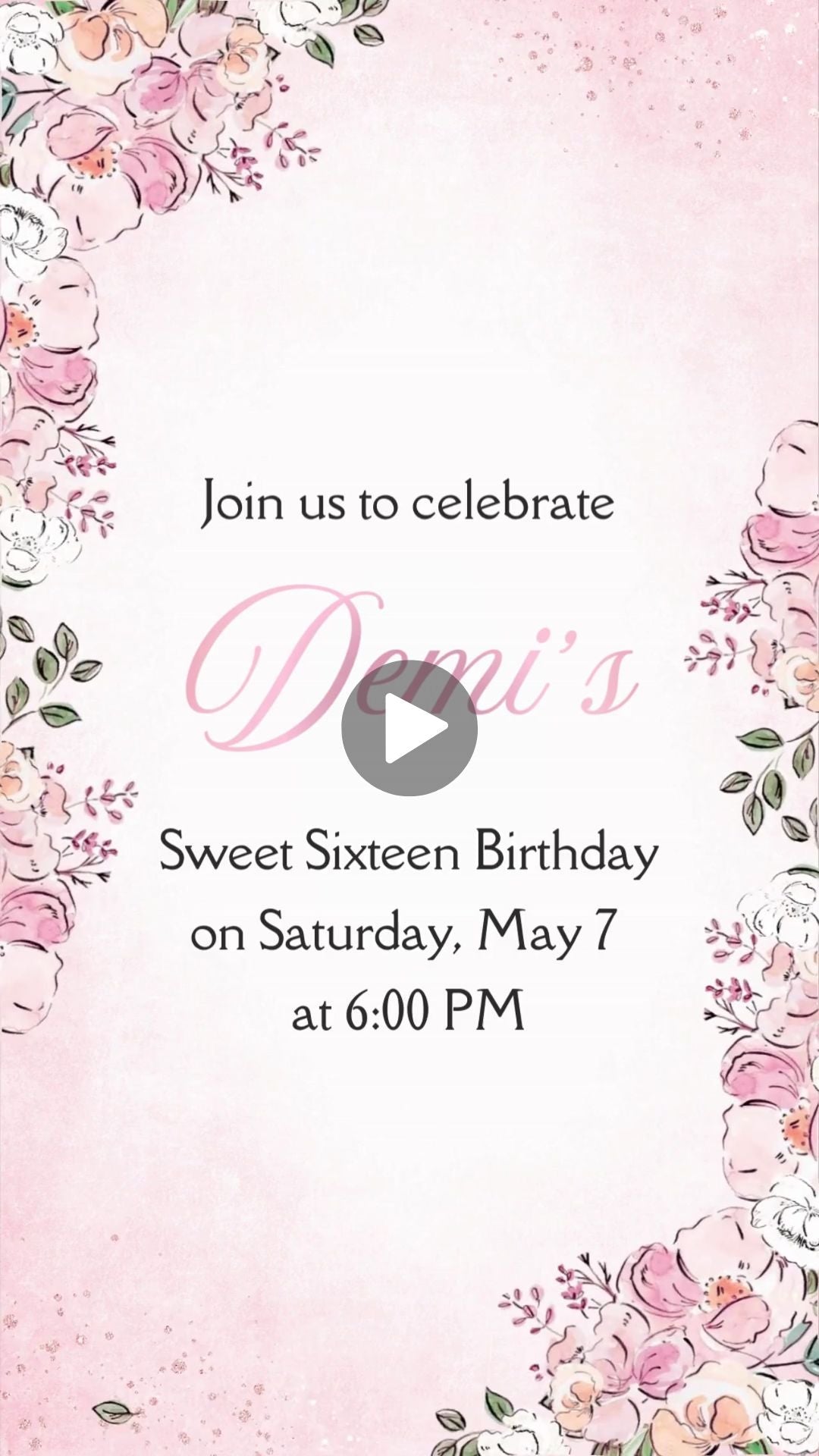 Pink Bloom Sweet Sixteen Video Invitation, Pink Floral Sweet 16 Invite, Rose Blossom Sweet 16 Invite, Soft Pink Sweet 16 Video Invitation | Canva Template | Instant Download - urnotinvitedInvitationsurnotinvitedurnotinvitedVideo OnlyPink Bloom Sweet Sixteen Video Invitation, Pink Floral Sweet 16 Invite, Rose Blossom Sweet 16 Invite, Soft Pink Sweet 16 Video Invitation | Canva Template | Instant Download