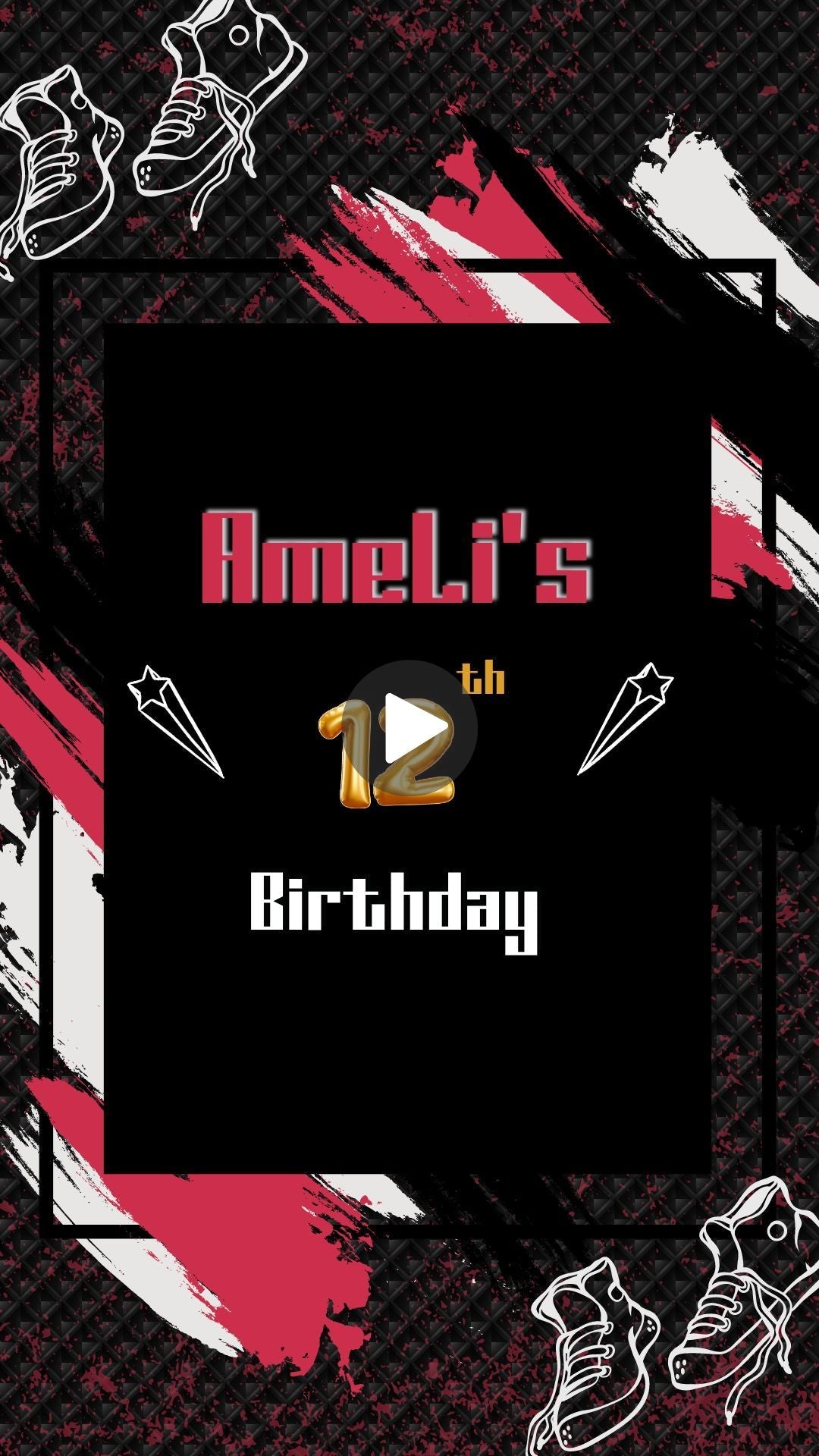 Pink Sneaker Ball Birthday Video Invitation - Sneaker Ball Theme Party Invite - urnotinvitedKIds BirthdayurnotinvitedurnotinvitedINV-1078Video Onlysneaker ball birthday party