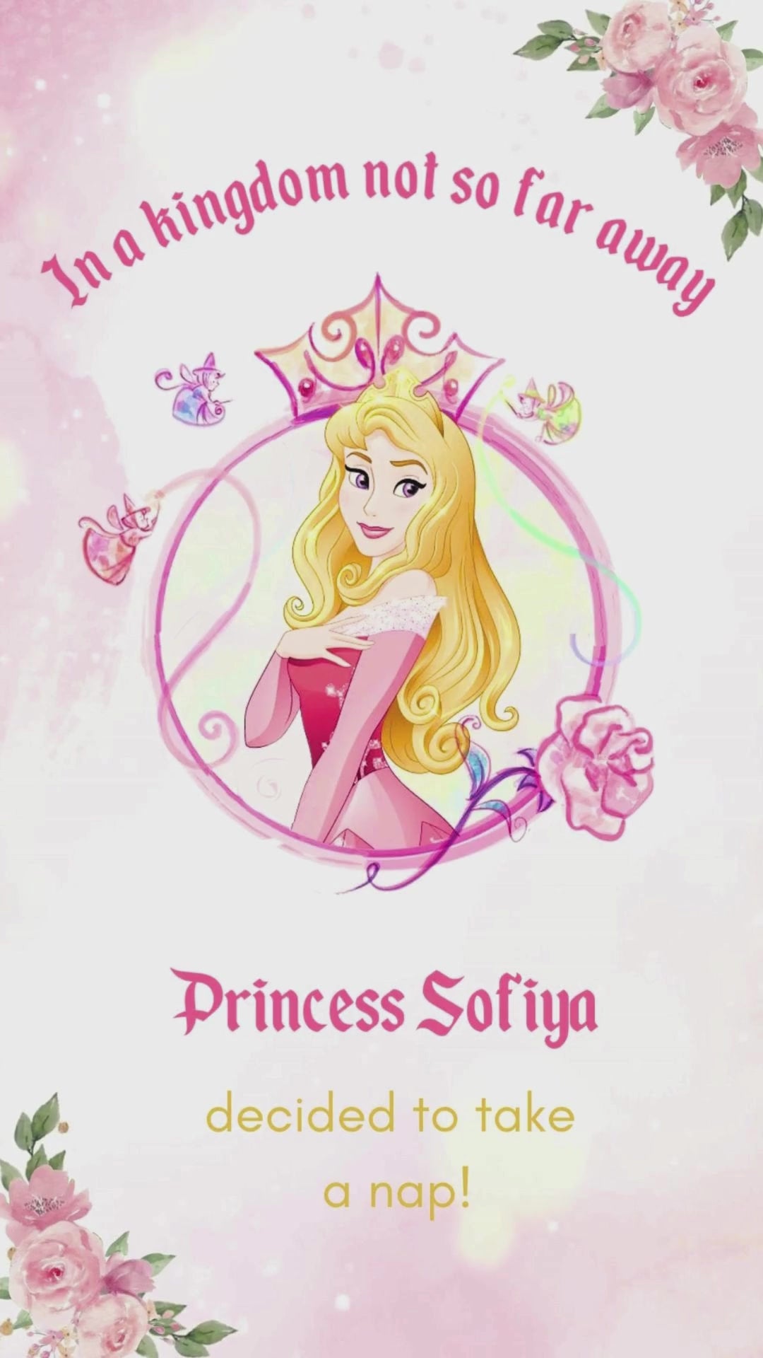 Sleeping Beauty Birthday Video Invitation - Sleeping Beauty Theme Digital Party Invite | Canva Template | Instant Download