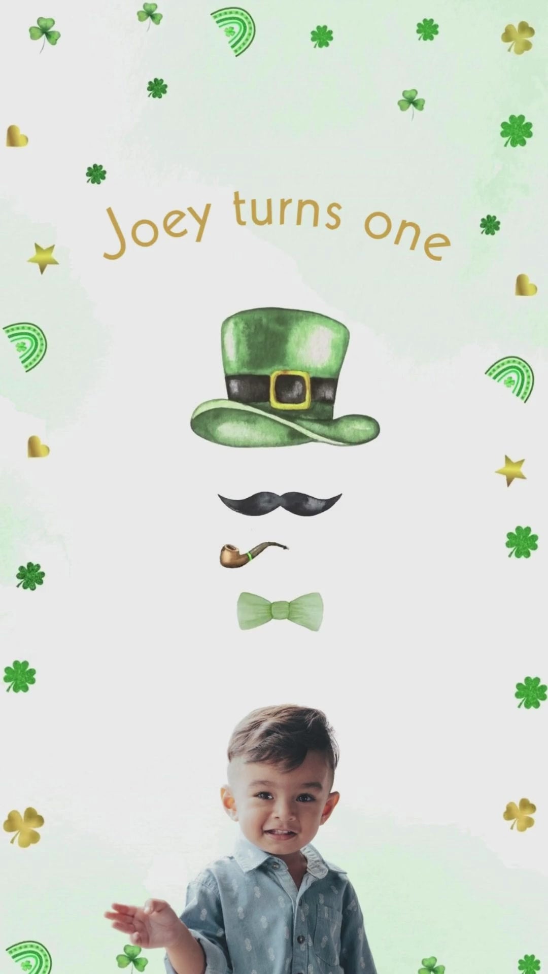 St Patrick's Day Birthday Video Invitation - St Patrick's Day Theme Digital Party Invite