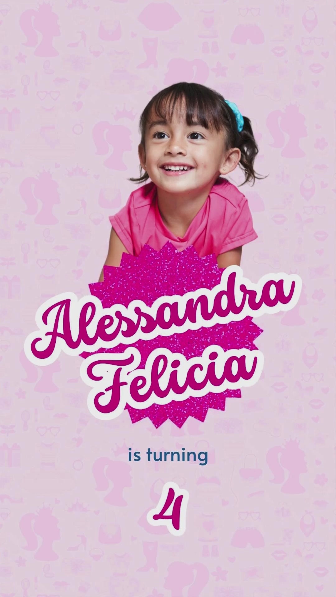 Pink Doll Birthday Animated Video Invitation | Canva Template | Instant Download