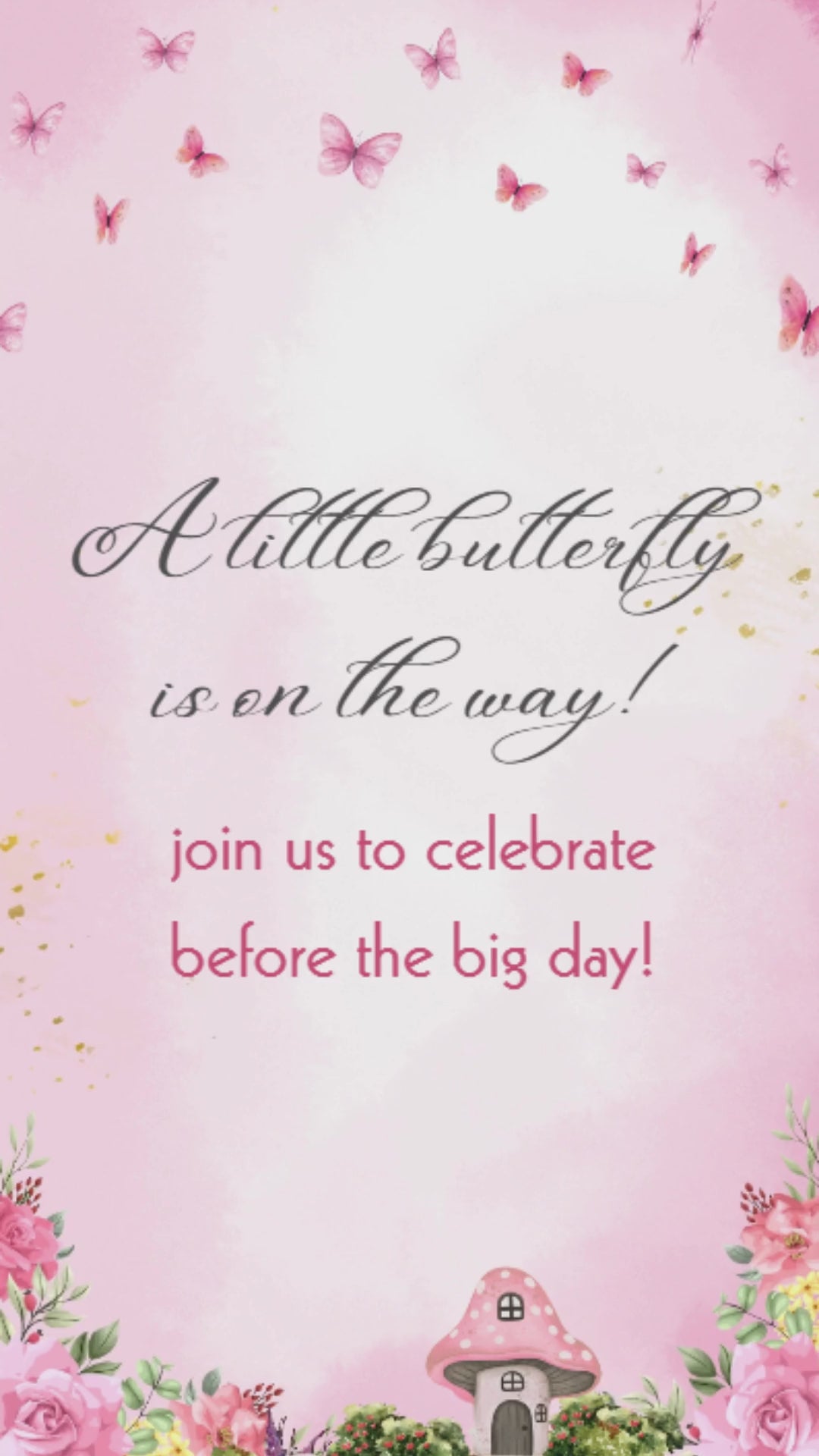 Butterfly Girl Baby Shower Girl Invitation - Butterfly Baby Shower Invite | Canva Template | Instant download