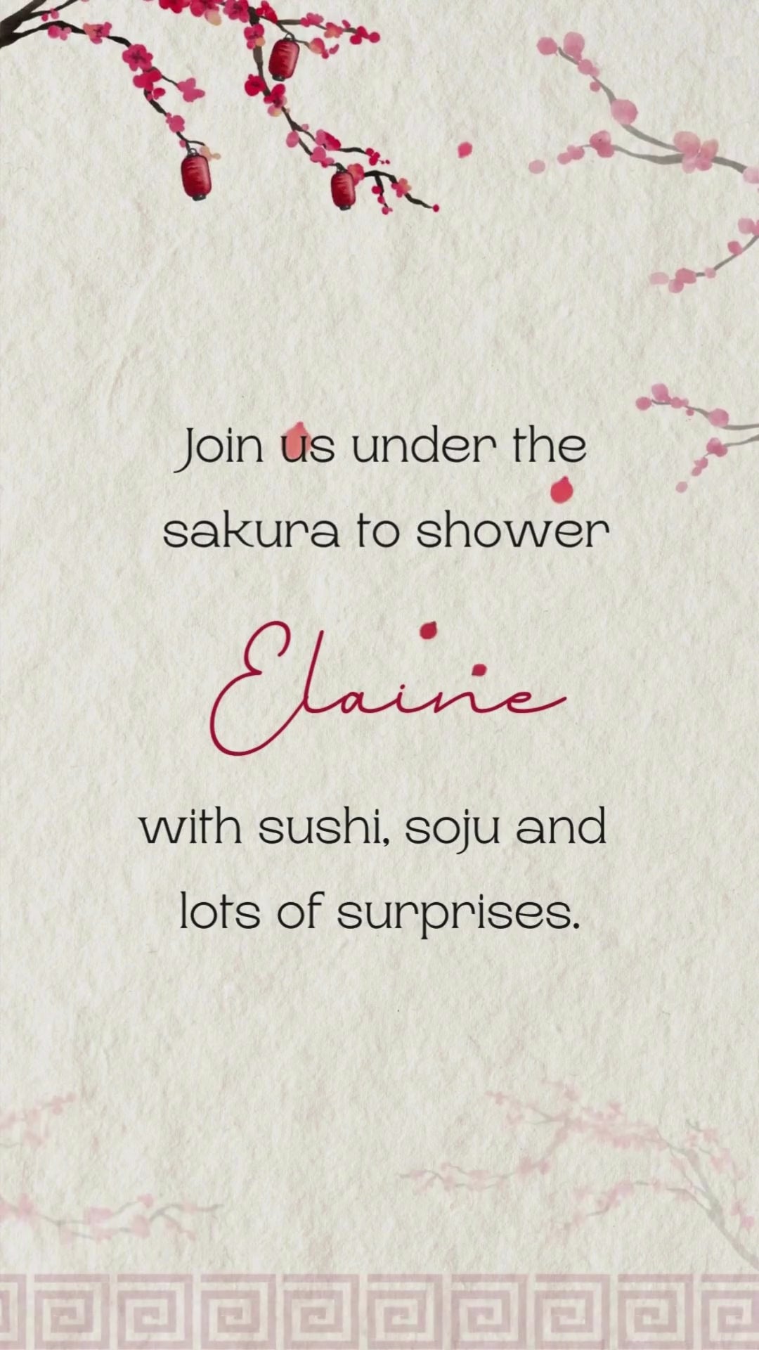 Cherry Blossom Sakura & Sushi Bridal Shower - Bridal Shower Party Invite