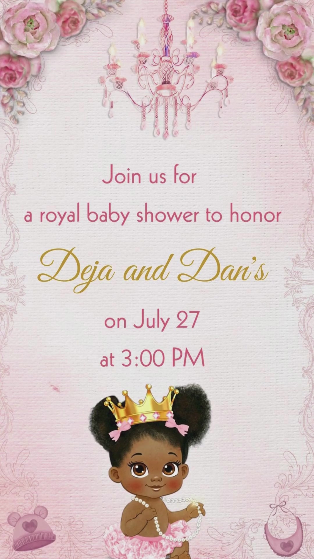 A Little Princess Girl Baby Shower Invitation - A Little Princess Pink Theme Baby Shower Invite