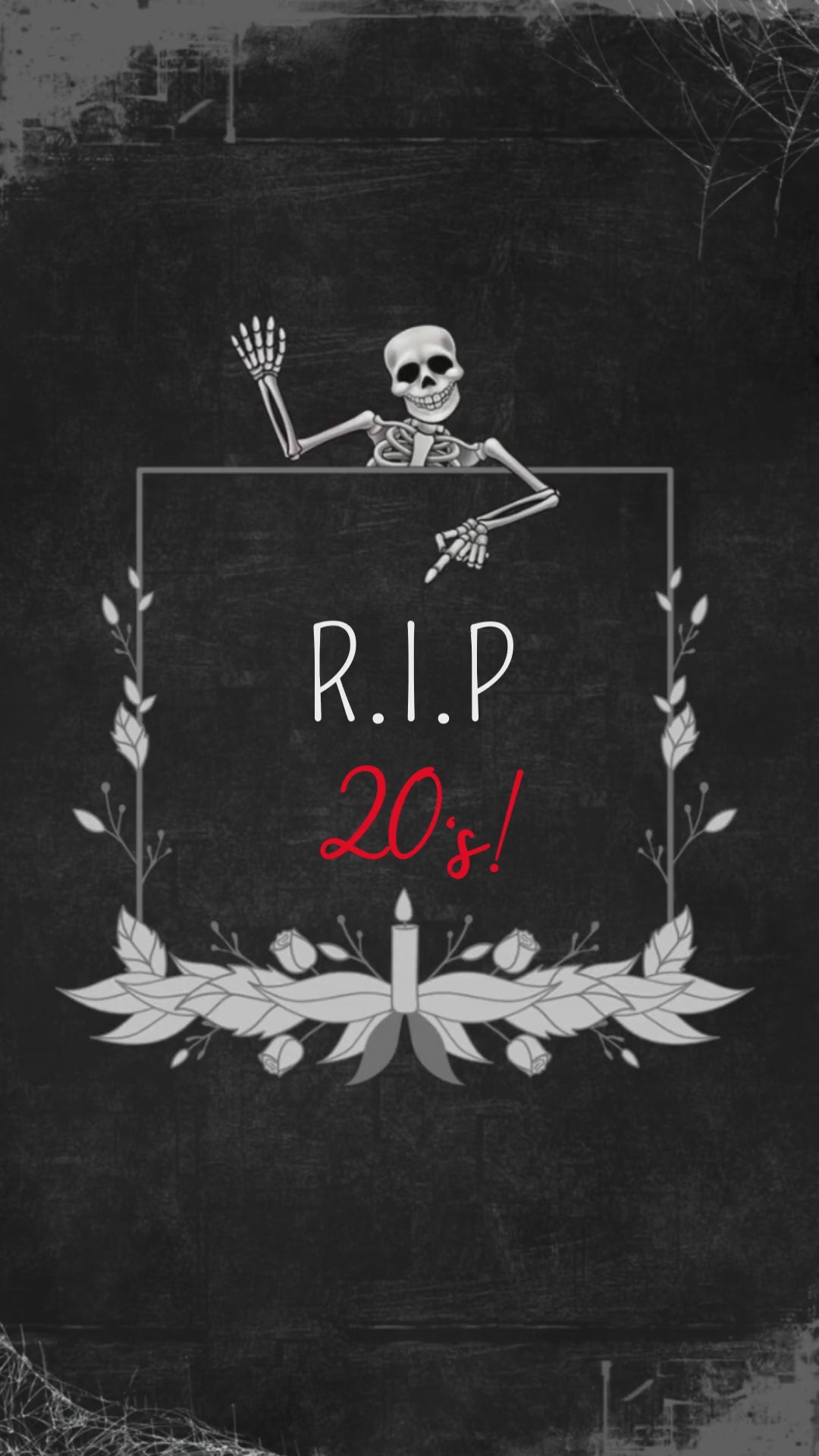 Animated video invitation for Death to His 20s birthday celebration with bold party vibes and custom details