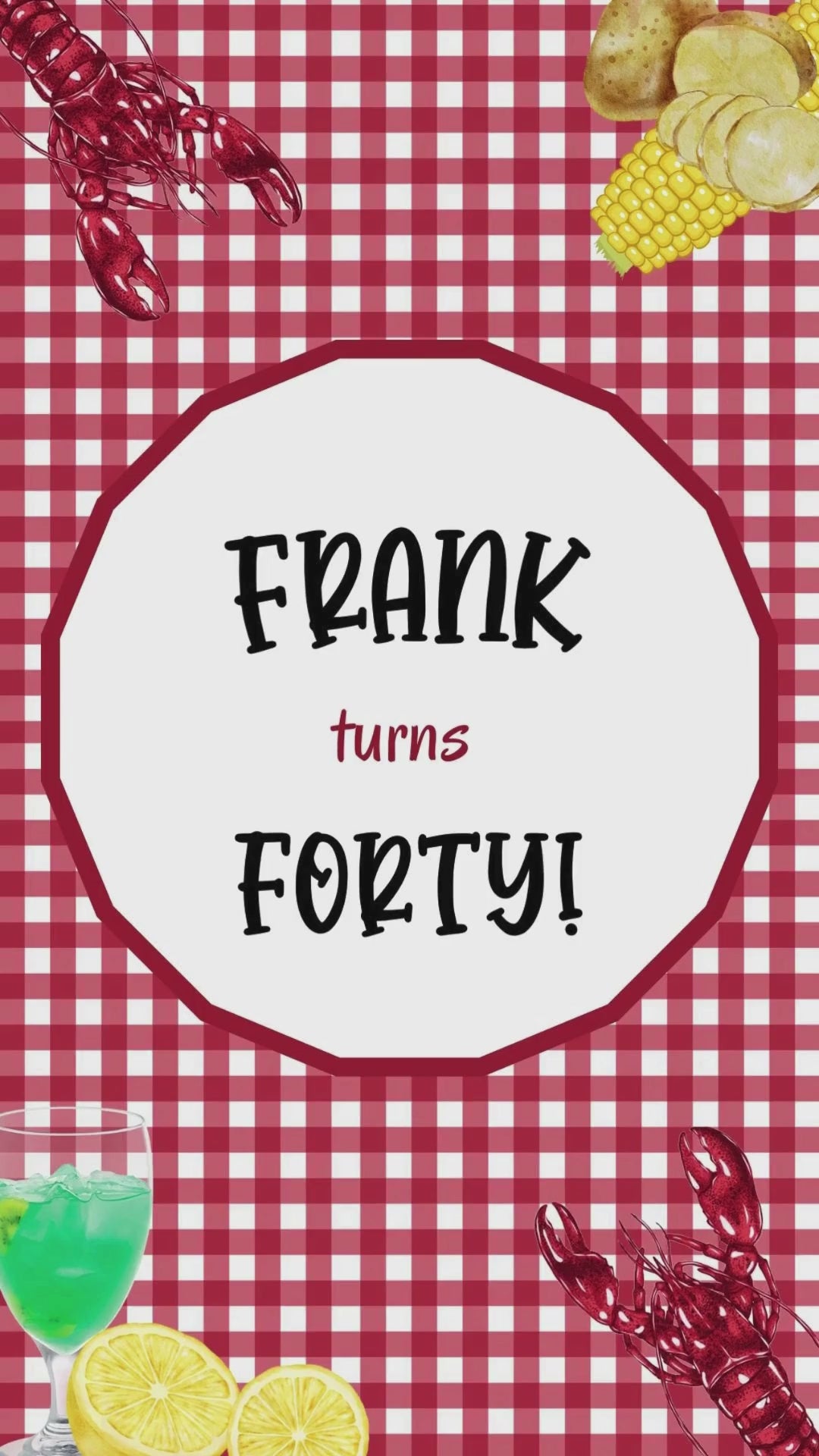 Crawfish Boil Birthday Video Invitation - Crawfish Boil Theme Digital Party Invite  | Canva Template | Instant Download