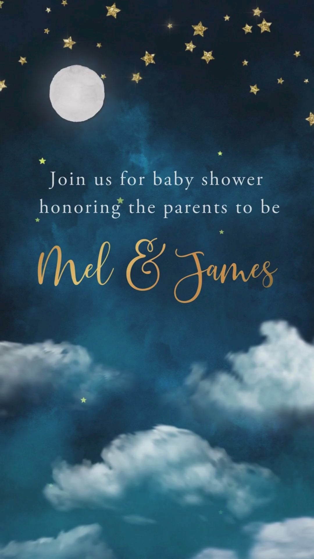 Little Star Baby Shower Video Invitation - Our Little Star Shower Theme Digital Invite | Canva Template | Instant Download