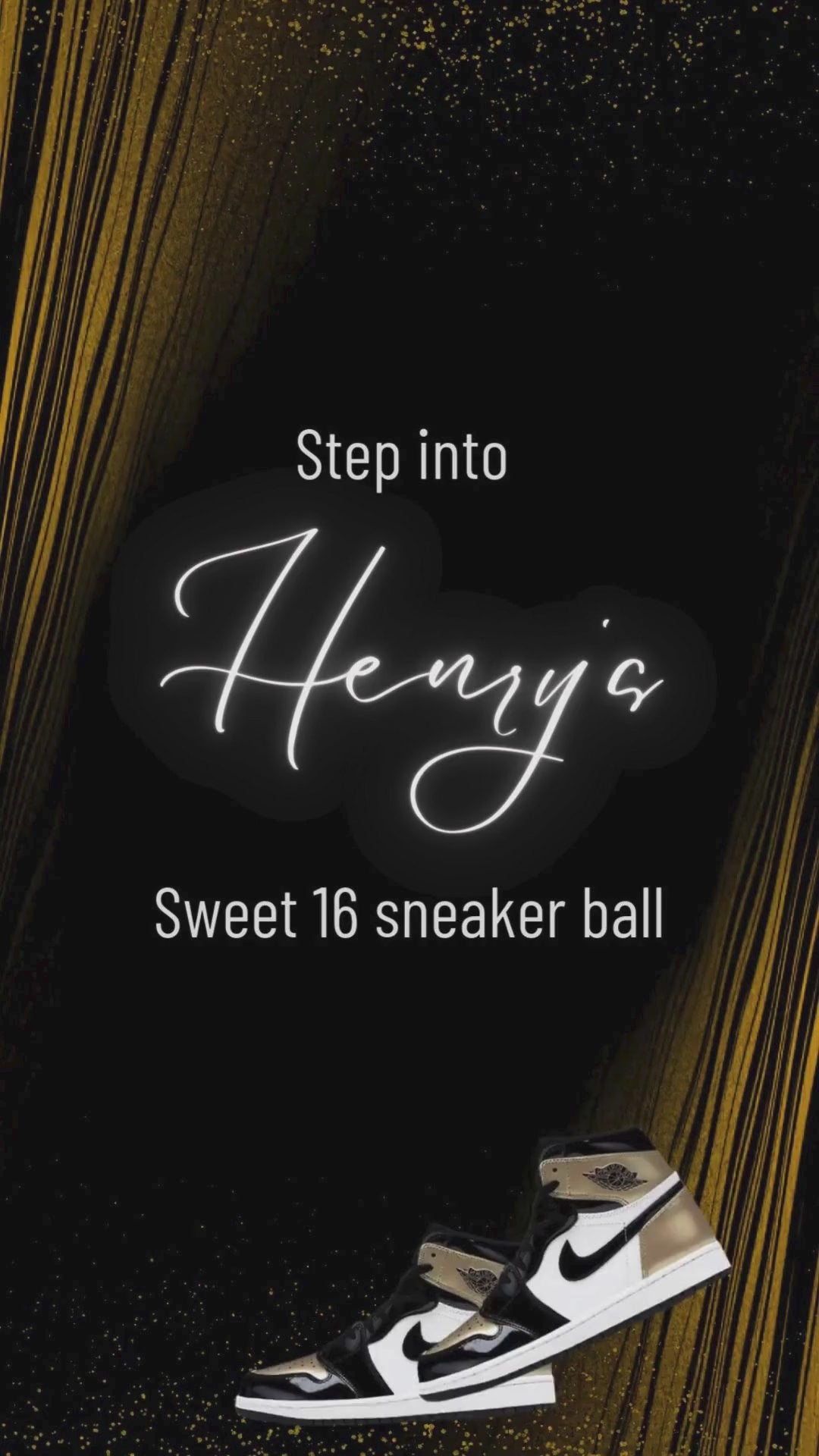 Golden Sneaker Birthday Invitation | Animated Canva Video Template | Instant Download