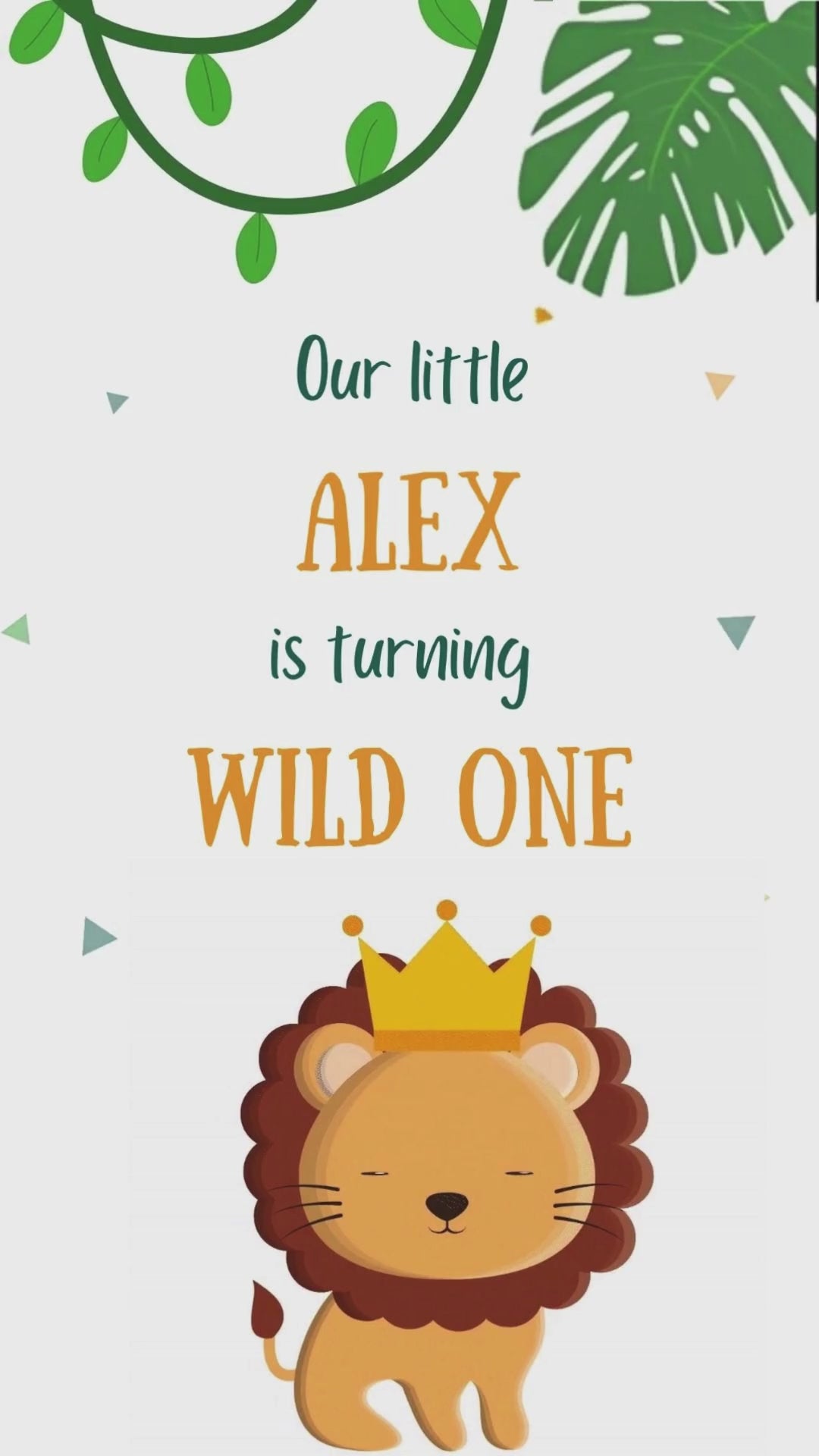Jungle Safari Wild One Birthday Invitation - Jungle Safari Wild Animal Theme Invite