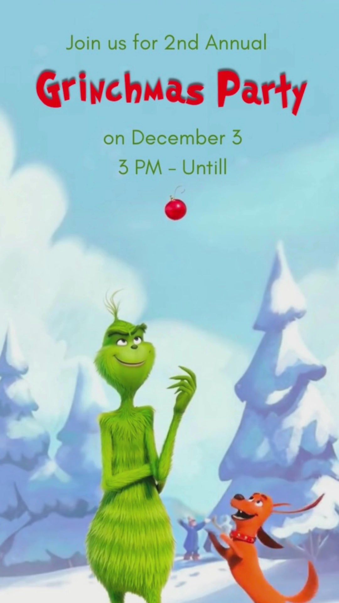 The Grinch Christmas Party Video Invitation -  | Canva Template | Instant Download