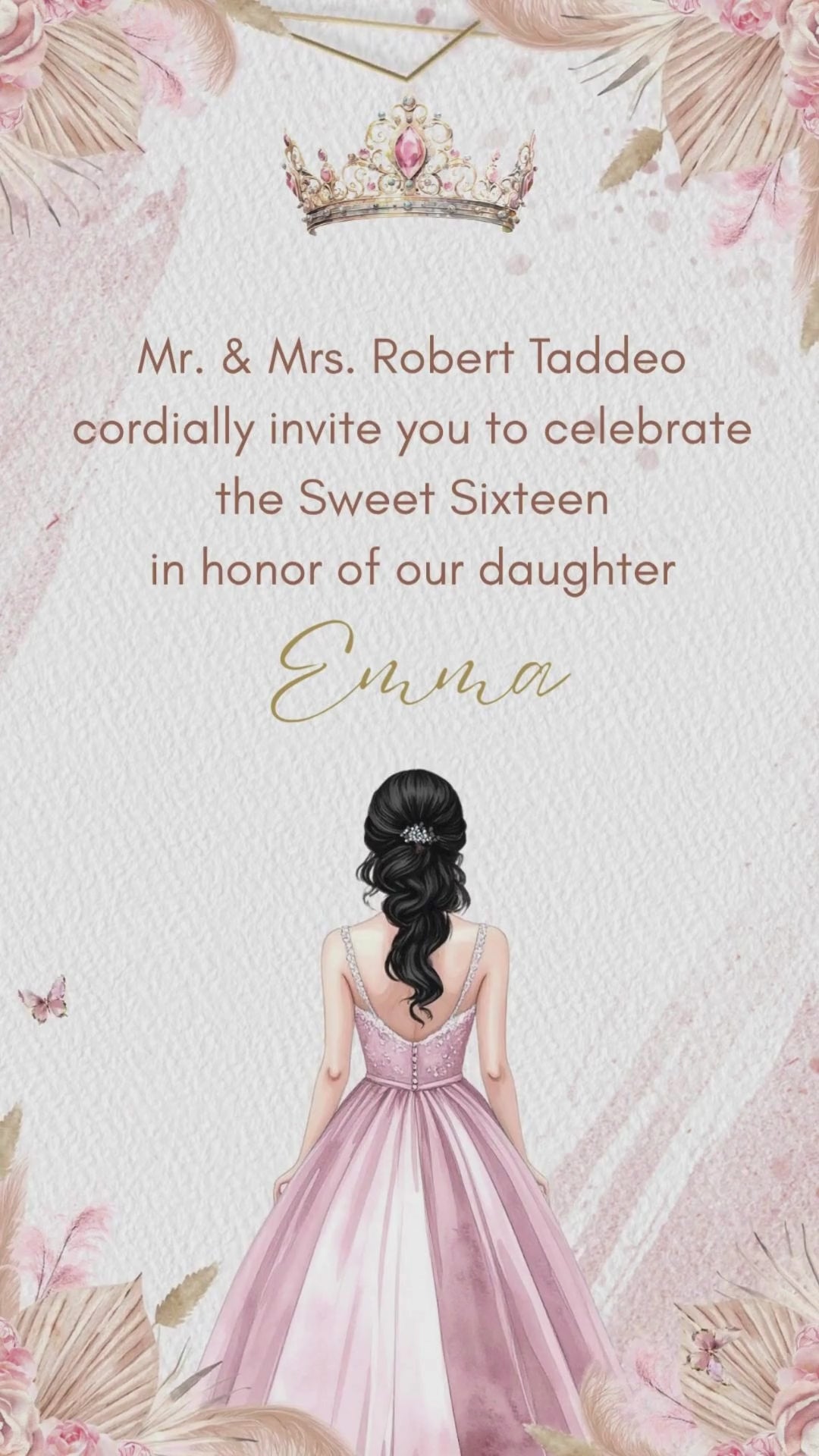 Boho Sweet 16 Birthday Videio Invitation - Boho Sweet 16 Theme Birthday Party | Canva Template | Instant Download