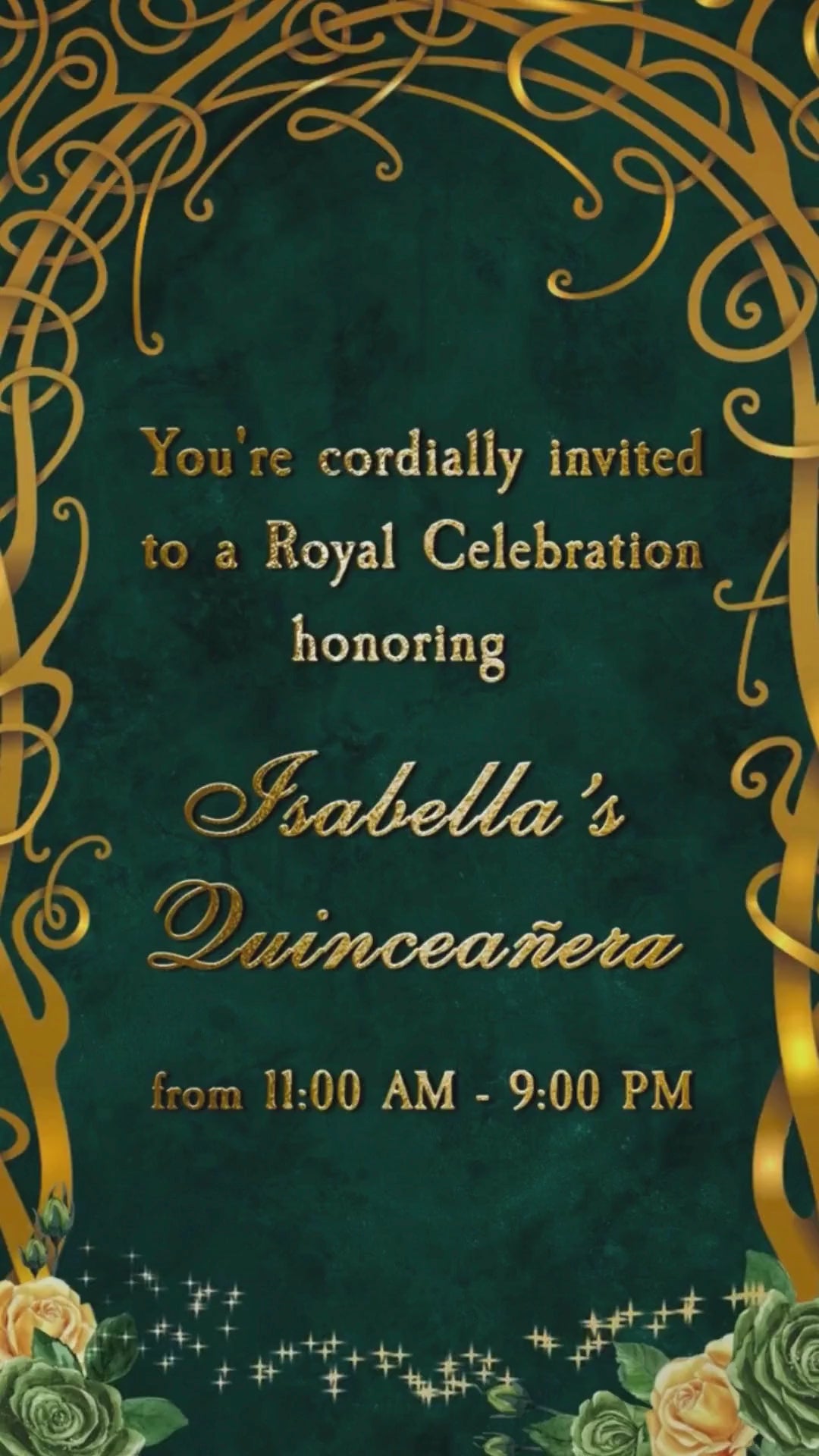 Beauty and Beast Emerald Green Sweet 16 Birthday Invite - Beauty and Beast Video Invitation