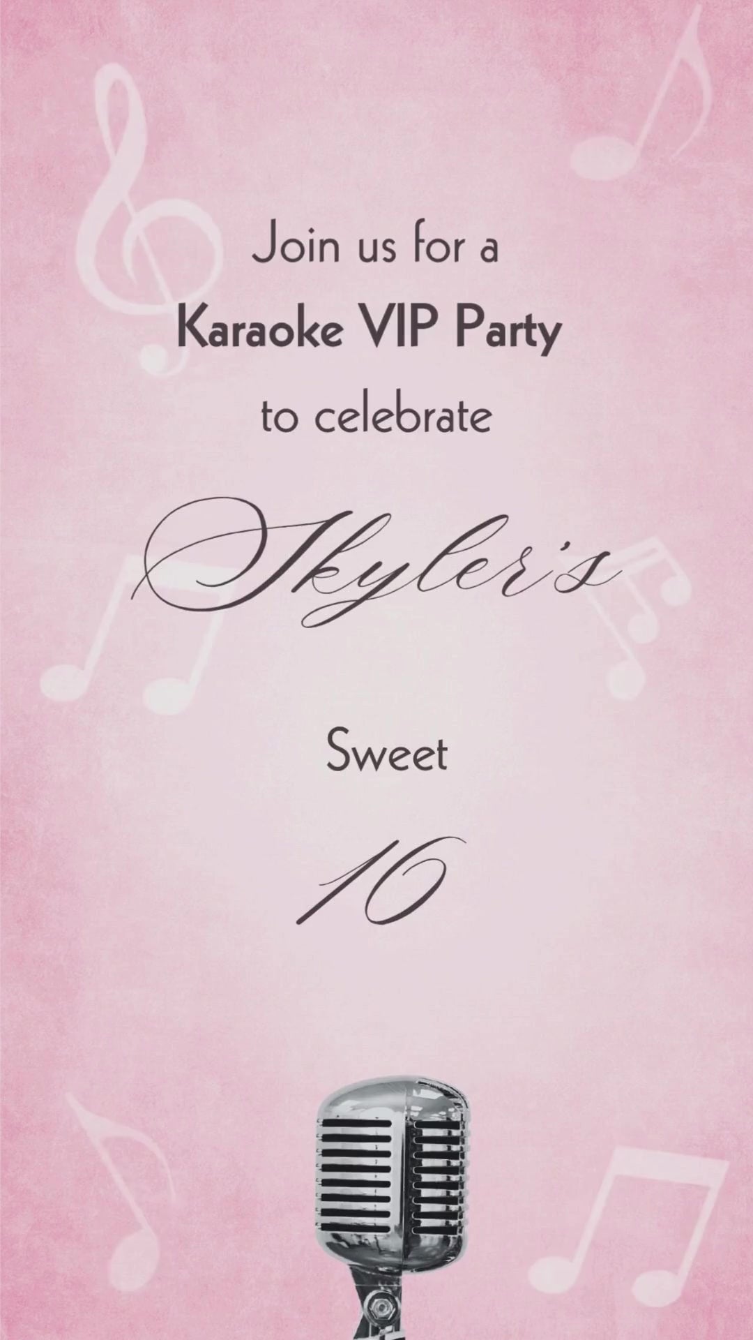Pink Diamond Sweet Sixteen Karaoke Party Invitation - Sparkling Pink Diamond Sweet Sixteen Karaoke Invite