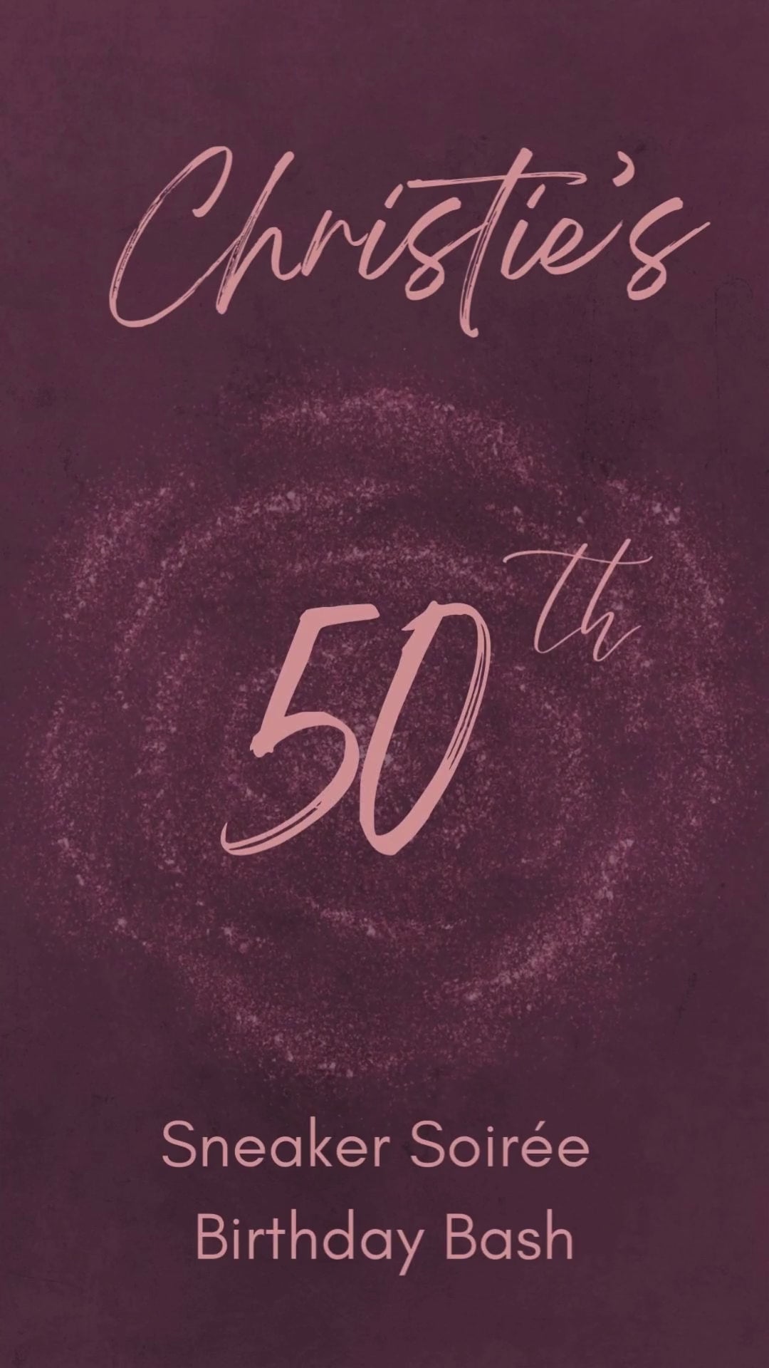 Plum sneaker birthday invite video animated purple design