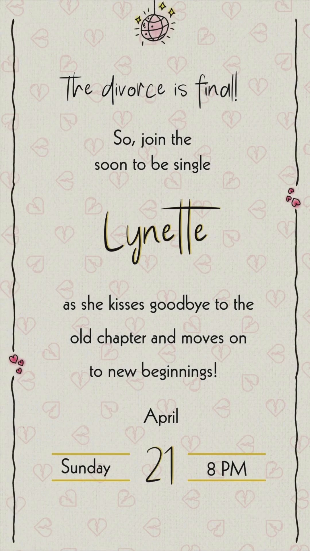 Divorce Party Video Invitation - Divorce Theme Newly Single Digital Party Invite | Canva Template | Instant Download