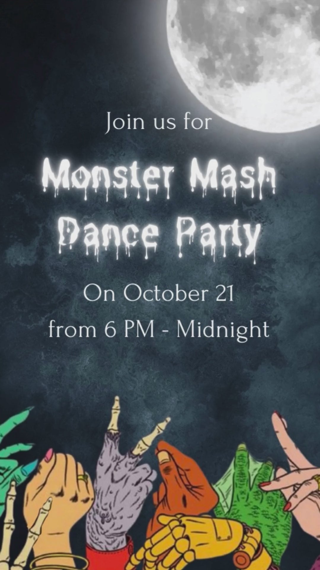 Monster Mash Dance Party Animated Video Invitation | Canva Template | Instant Download