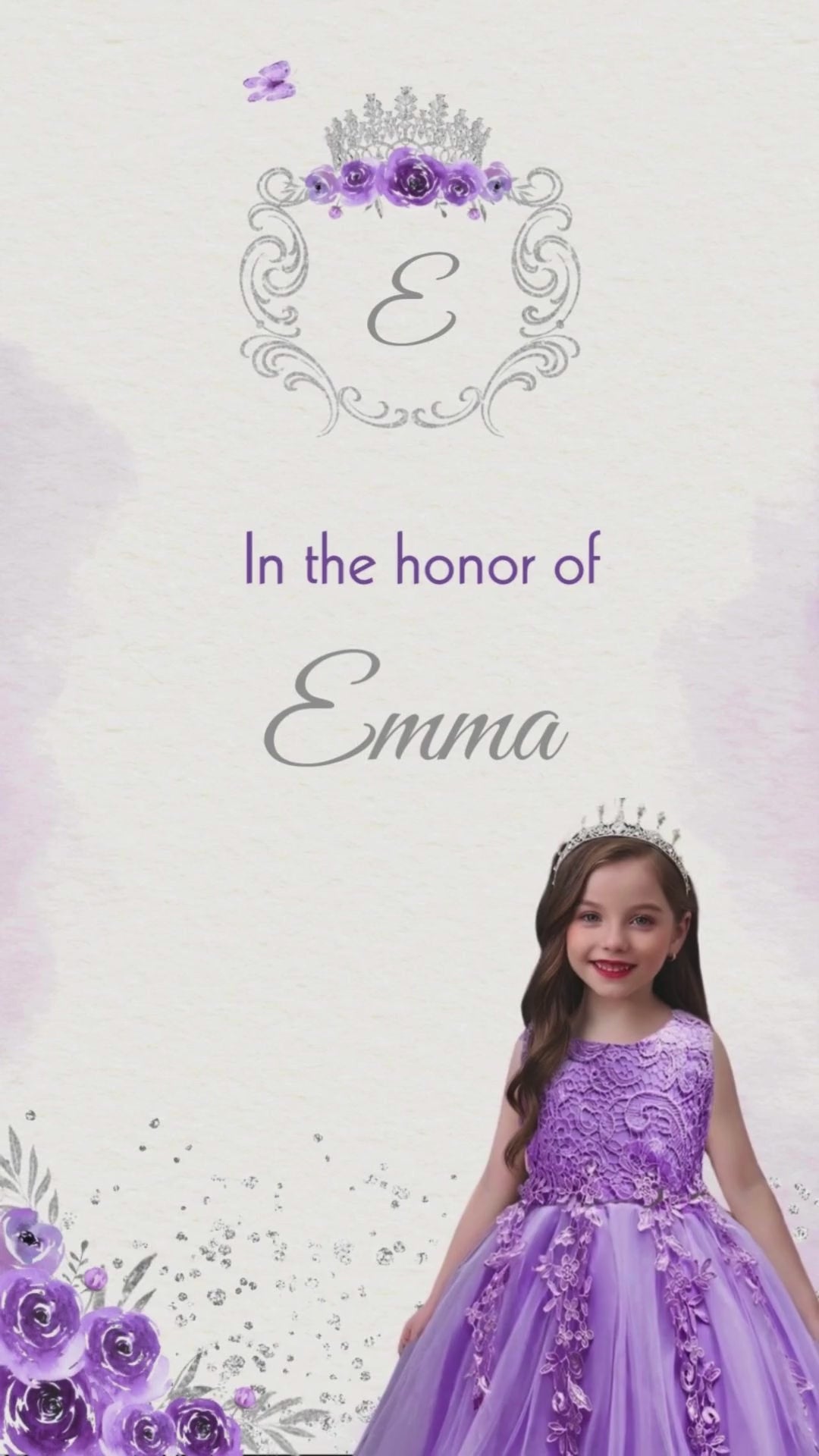 Lavender & White Cincoañera Video Invitation | Lavender Cincoañera Invite | Lavender & White Royal Theme Invite | Canva Template | Instant Download