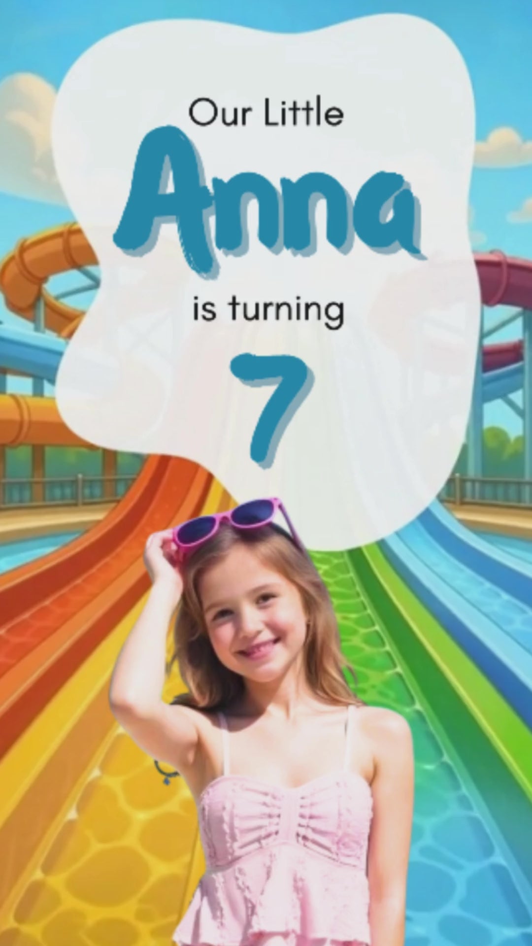 Water park Party Invite - Splish Splash Waterpark Birthday Party Digital Invite | Canva Template | Instant Download