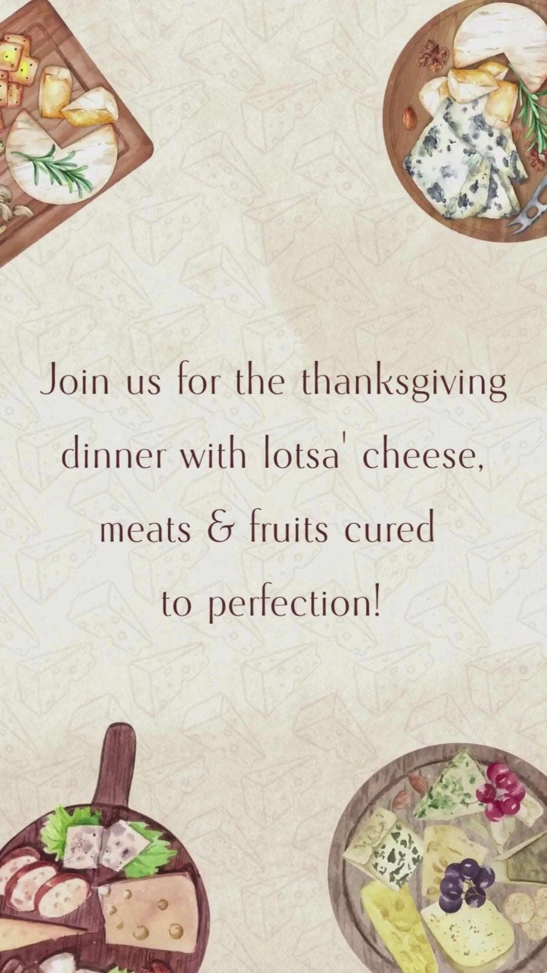 Thanksgiving Charcuterie Board Video Invitation - Charcuterie Board Theme Digital Invite | Canva Template | Instant Download