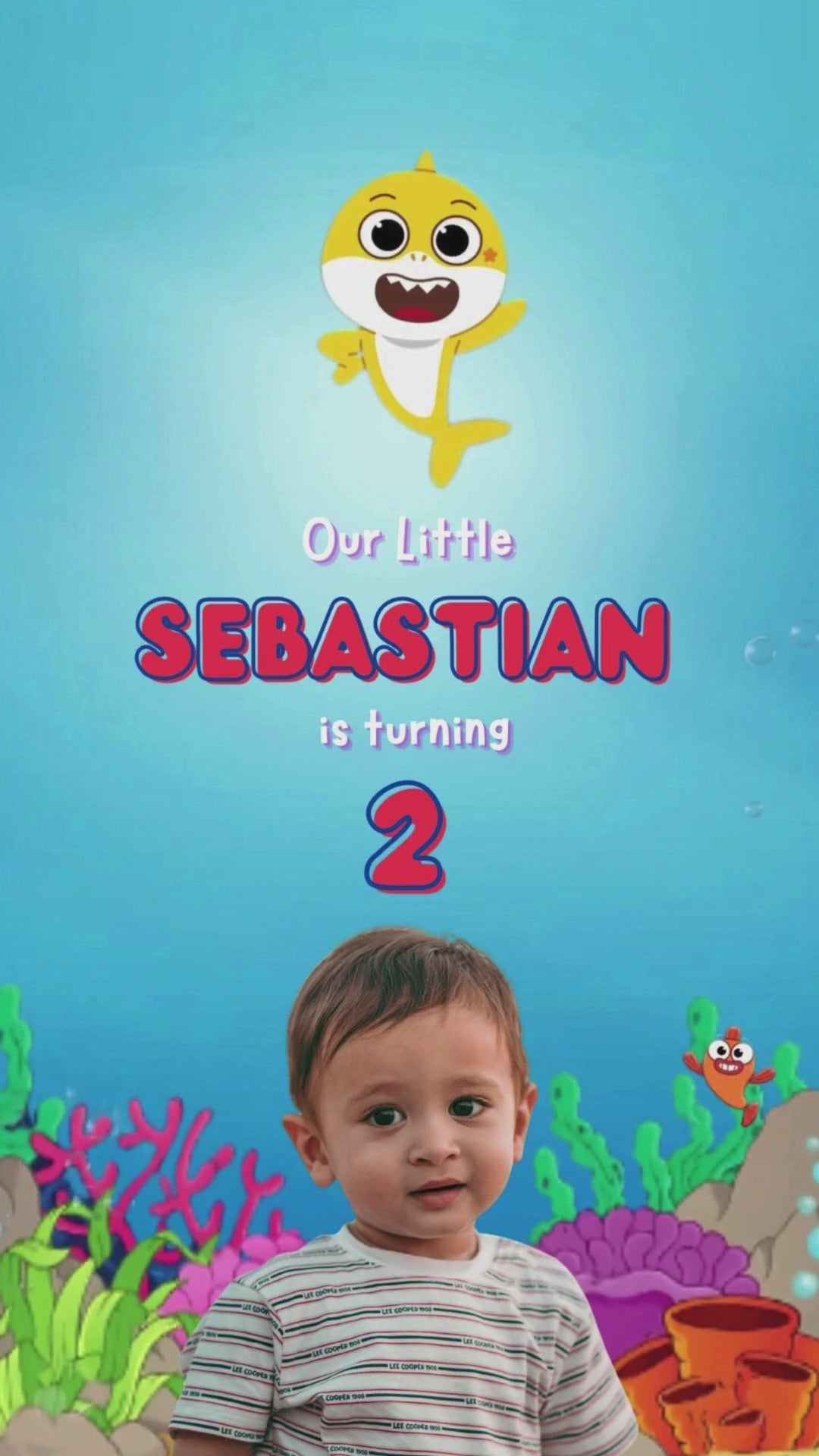 Baby Shark Birthday Video  Invitation - Baby Shark Theme Party Invite