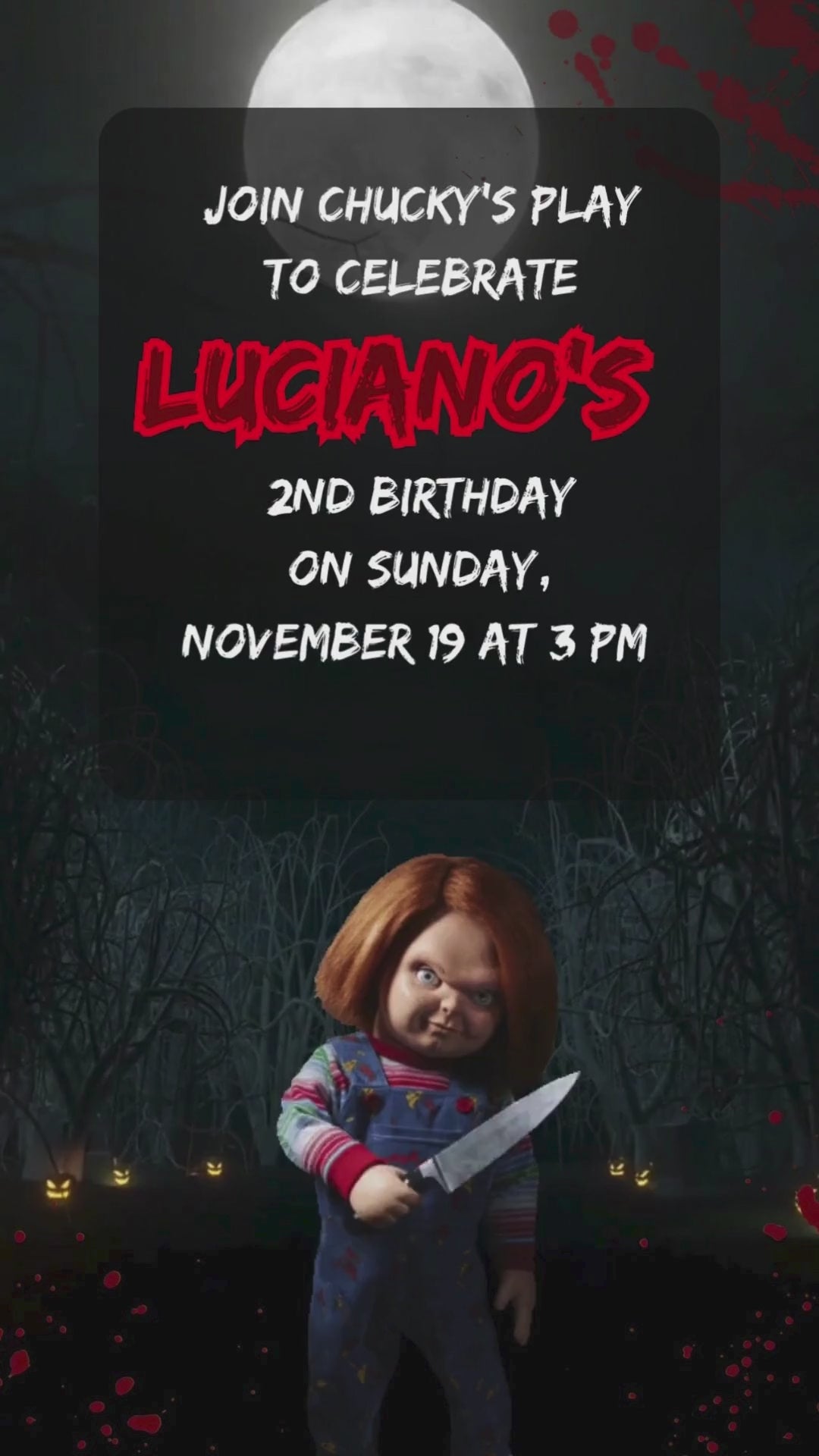 Child’s Play Halloween Birthday Animated Video Invitation | Canva Template | Instant Download