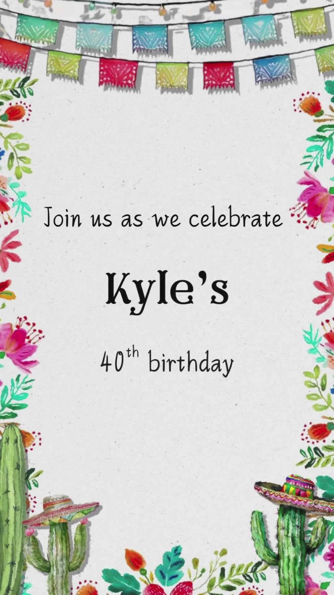 Animated Puerto Rican birthday invitation video with flag colors and coquí frog