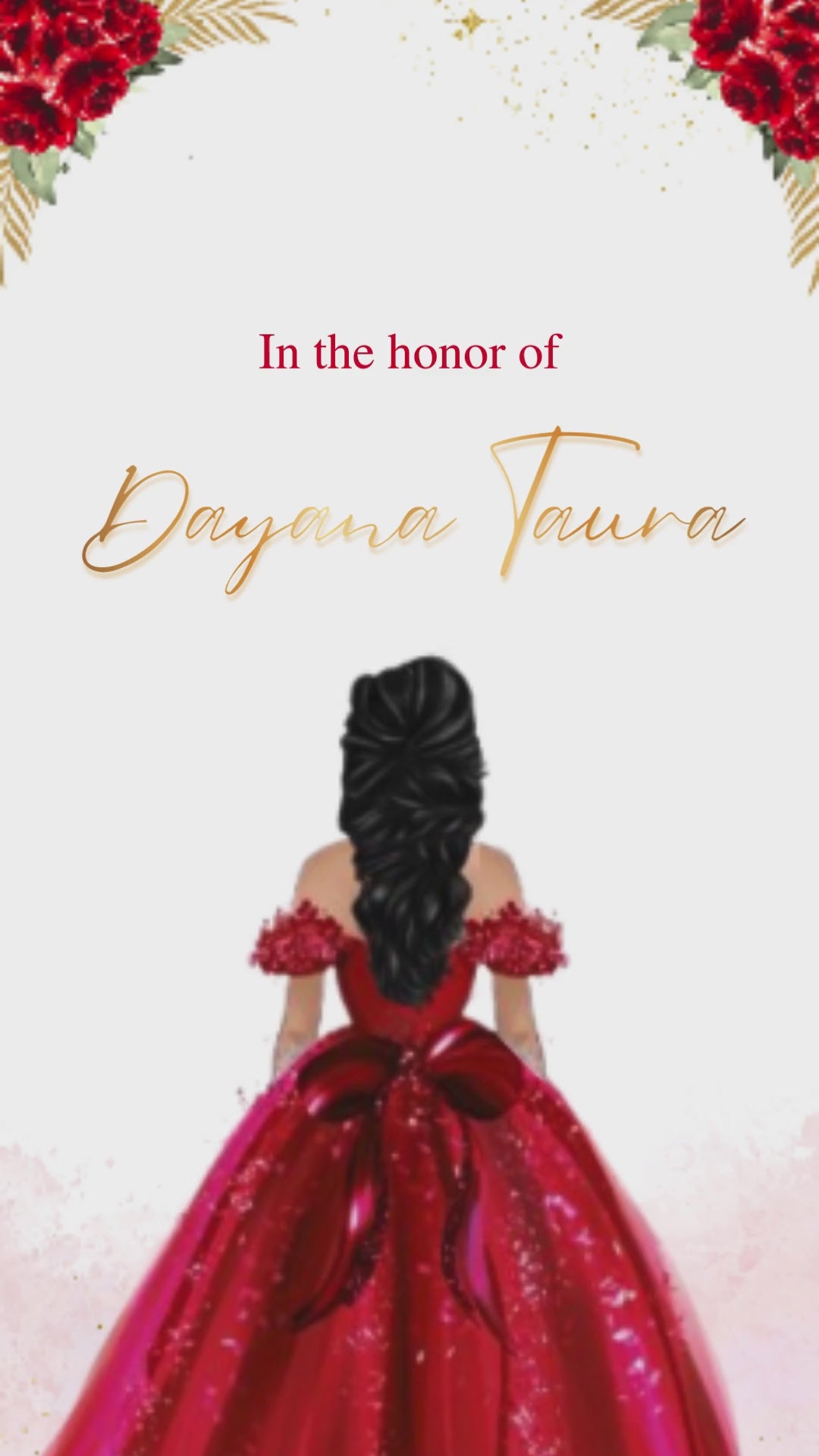 Elegant Red Butterfly Quinceañera Digital Invite - Red and Gold Butterfly Quinceañera Invite | Canva Template | Instant Download