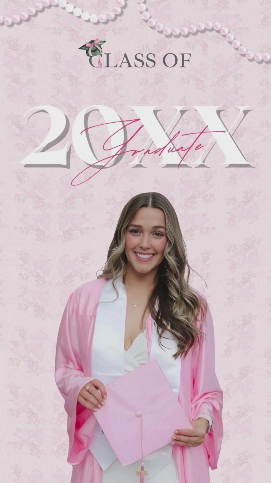 Pink Graduation Video Invitation -  Girly Graduation Party Animated Invitation | Canva Template | Instant Download