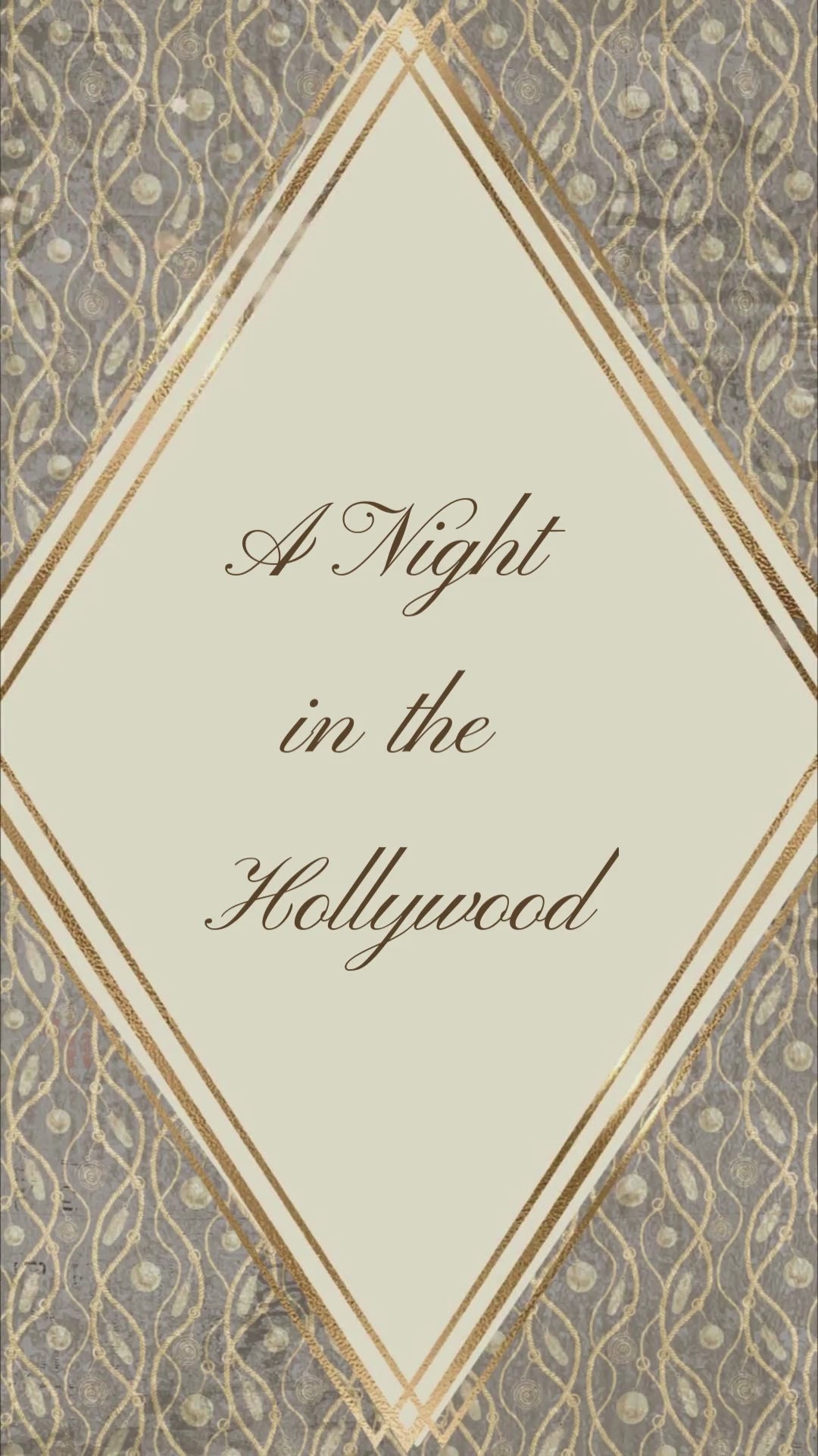 Hollywood glam birthday video invite for a party with gold and black theme design