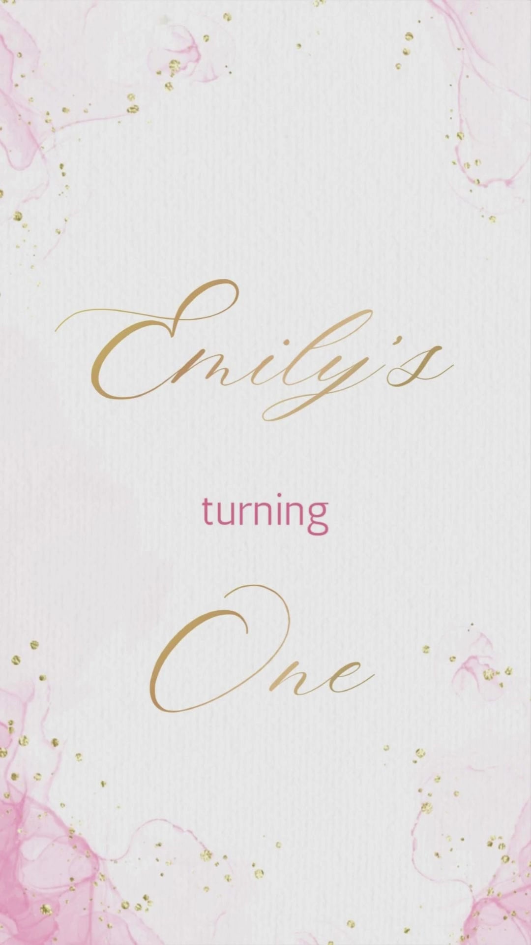 Elegant Pink & Gold First Birthday Animated Video Invitation | Canva Template | Instant Download