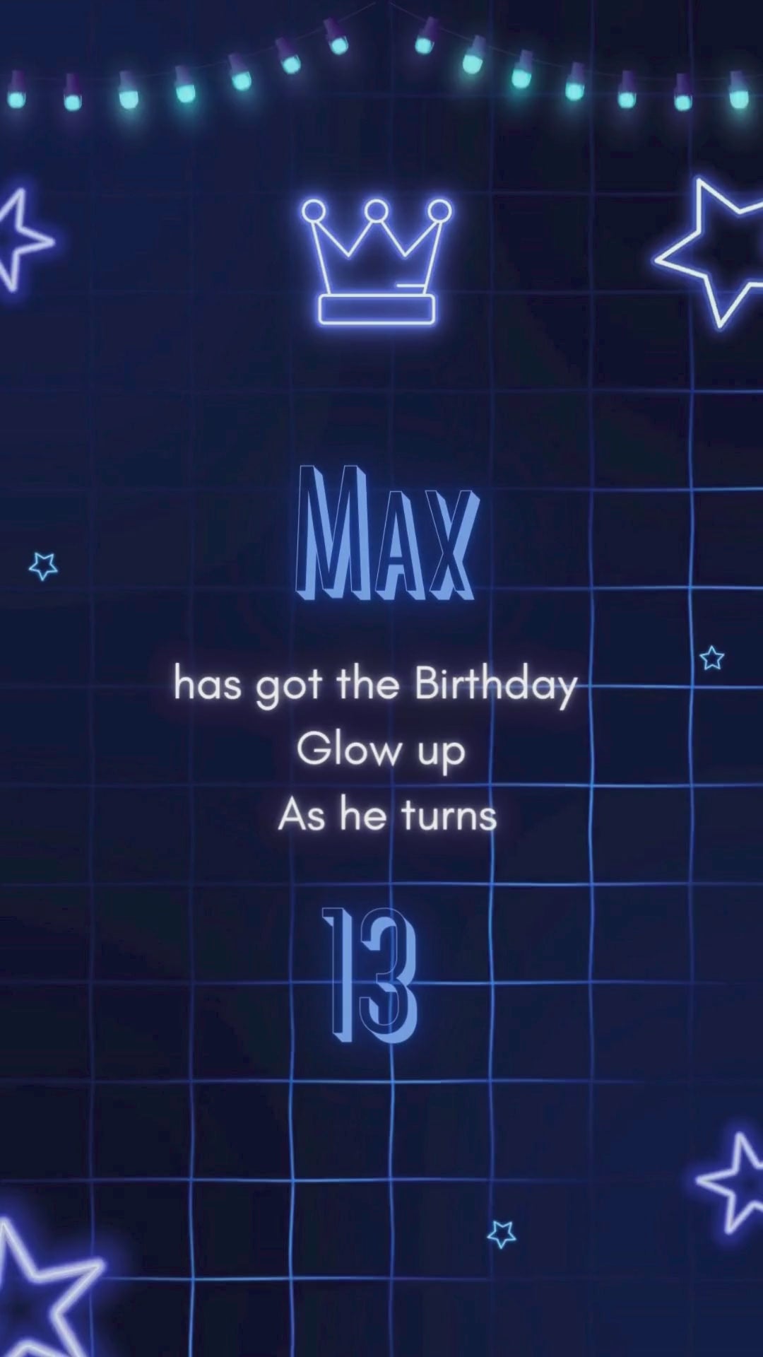 Neon Glow Boy Birthday Video Invitation - Neon Glow Theme Party Invite | Canva Template | Instant Download