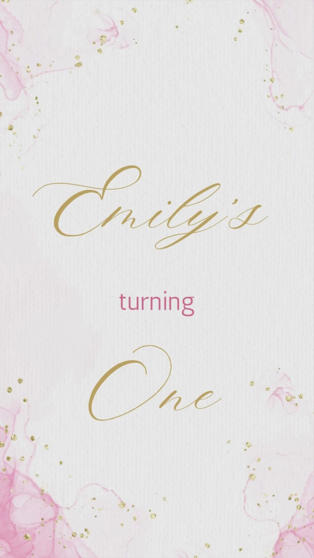 Elegant Pink & Gold First Birthday Animated Video Invitation | Canva Template | Instant Download