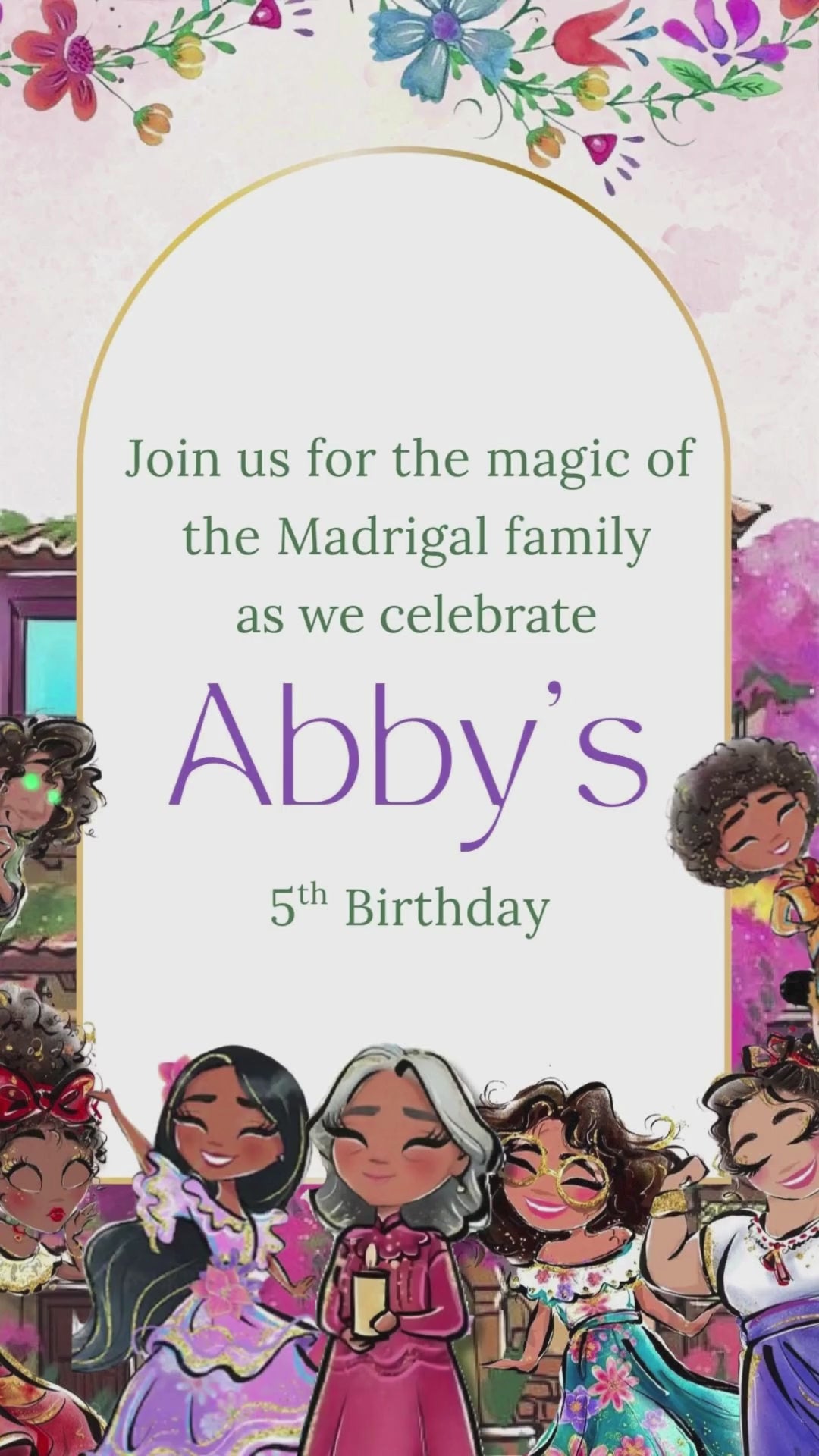 Enchanto Birthday Video Invitation - Enchanto Birthday Theme Movie Show Party Digital Invite | Canva Template | Instant Download