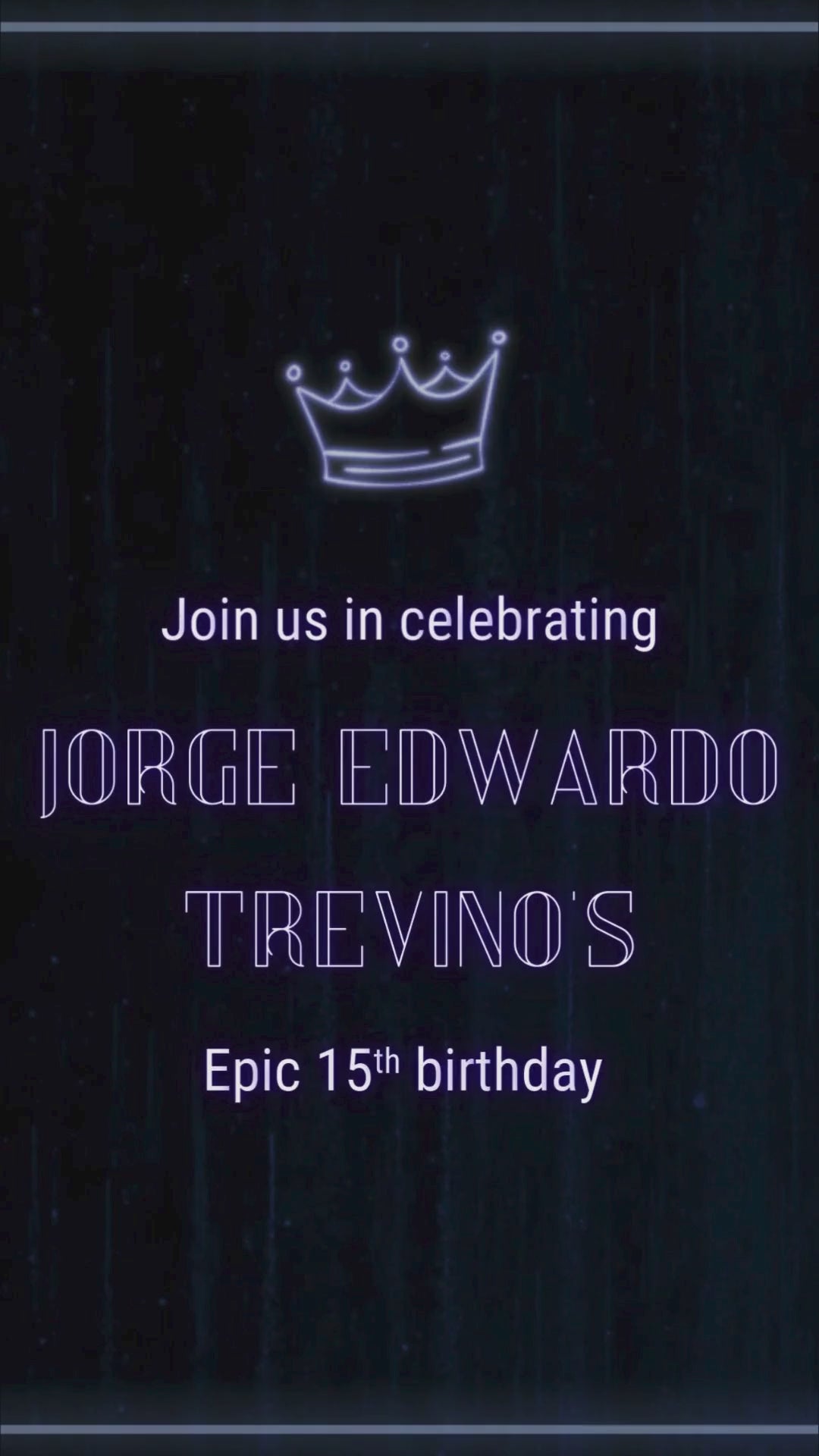 Neon Blue 15th Birthday Video Invitation - Teen Boy Party Digital Invite - 15th Theme Birthday Party Digital Invite | Canva Template | Instant Download